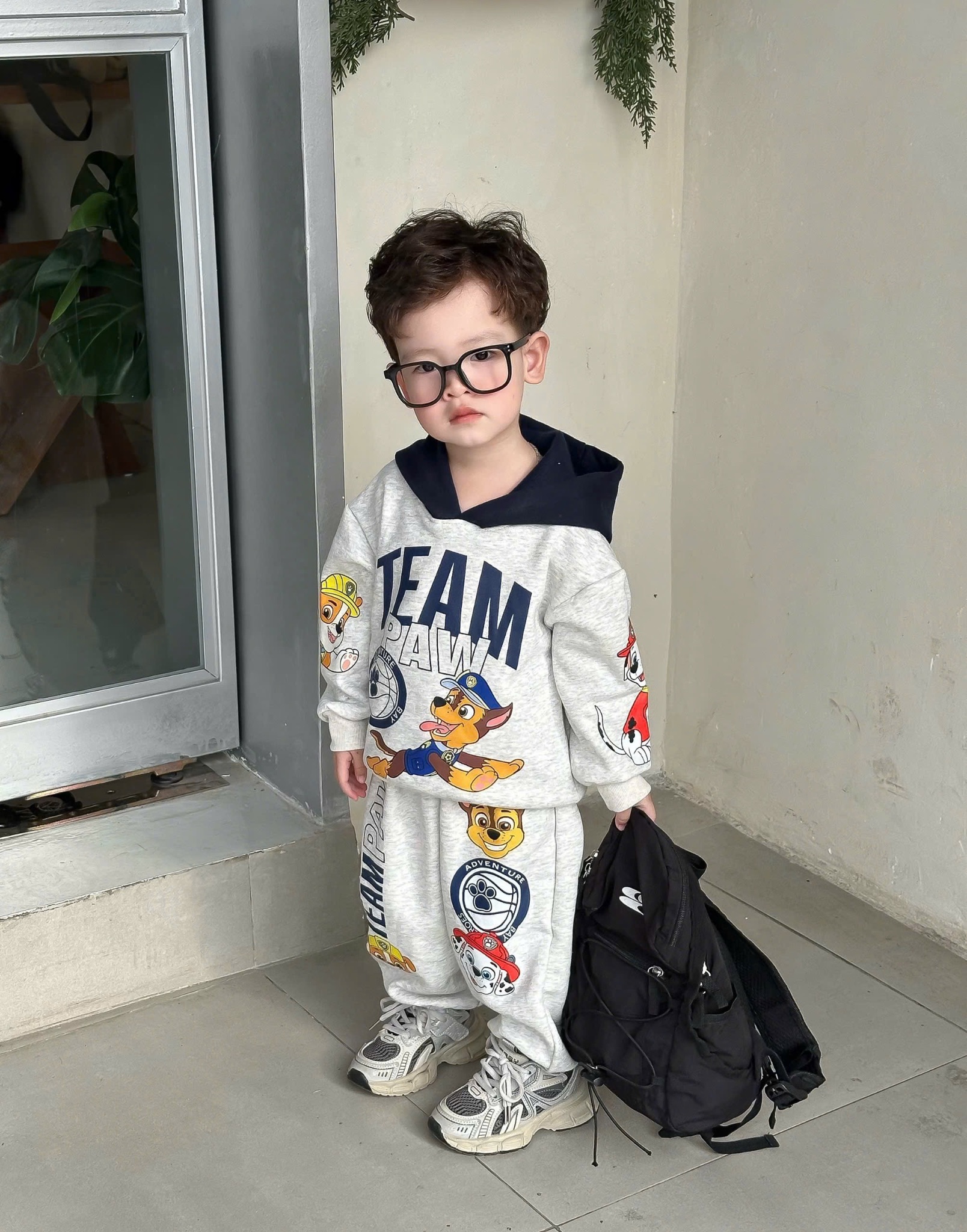 BỘ NỈ CHÓ TEAM PAW MÀU GHI CHO BT