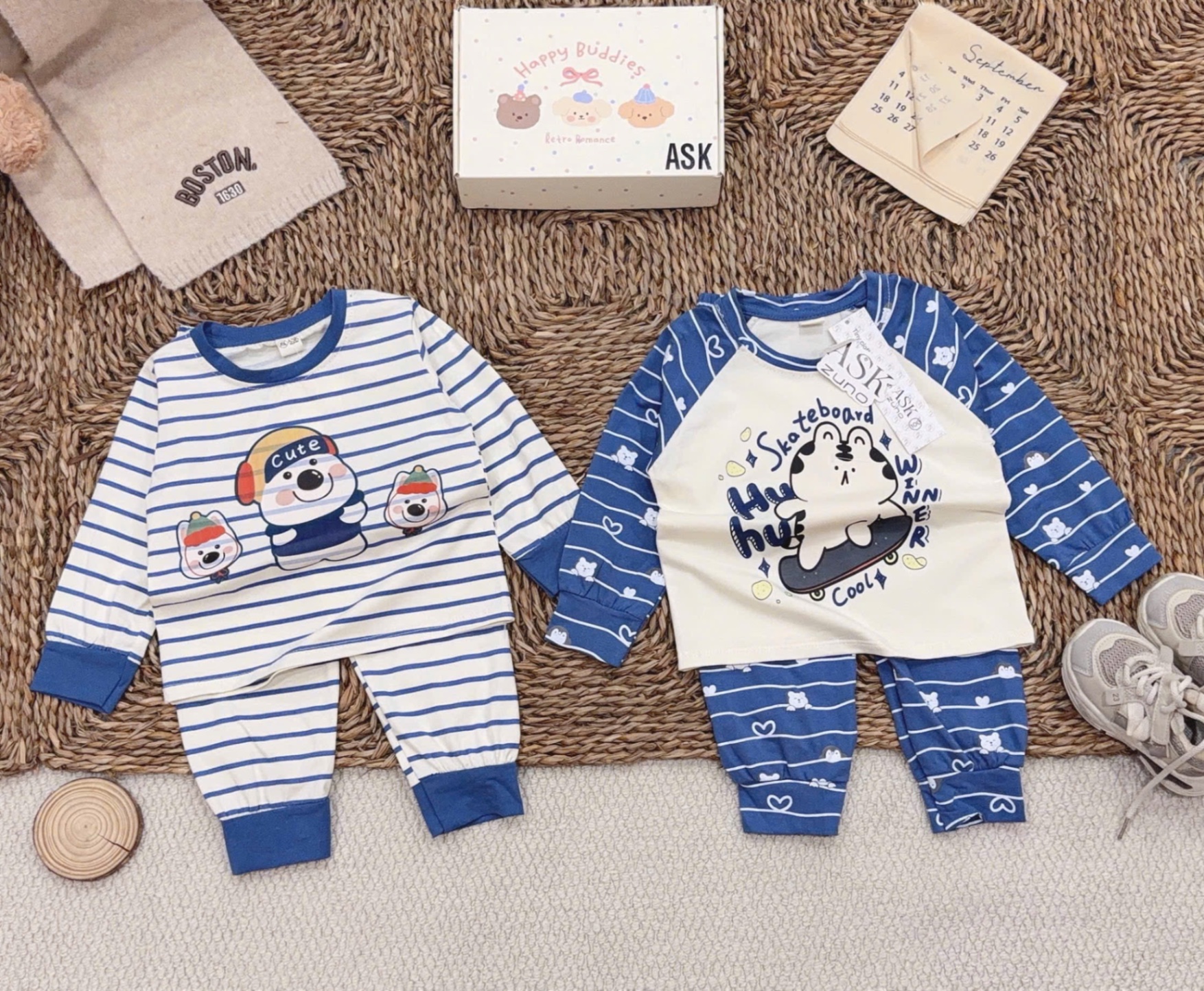 SÉT 2 BỘ THUN COTTON DÀI TAY CHO BT