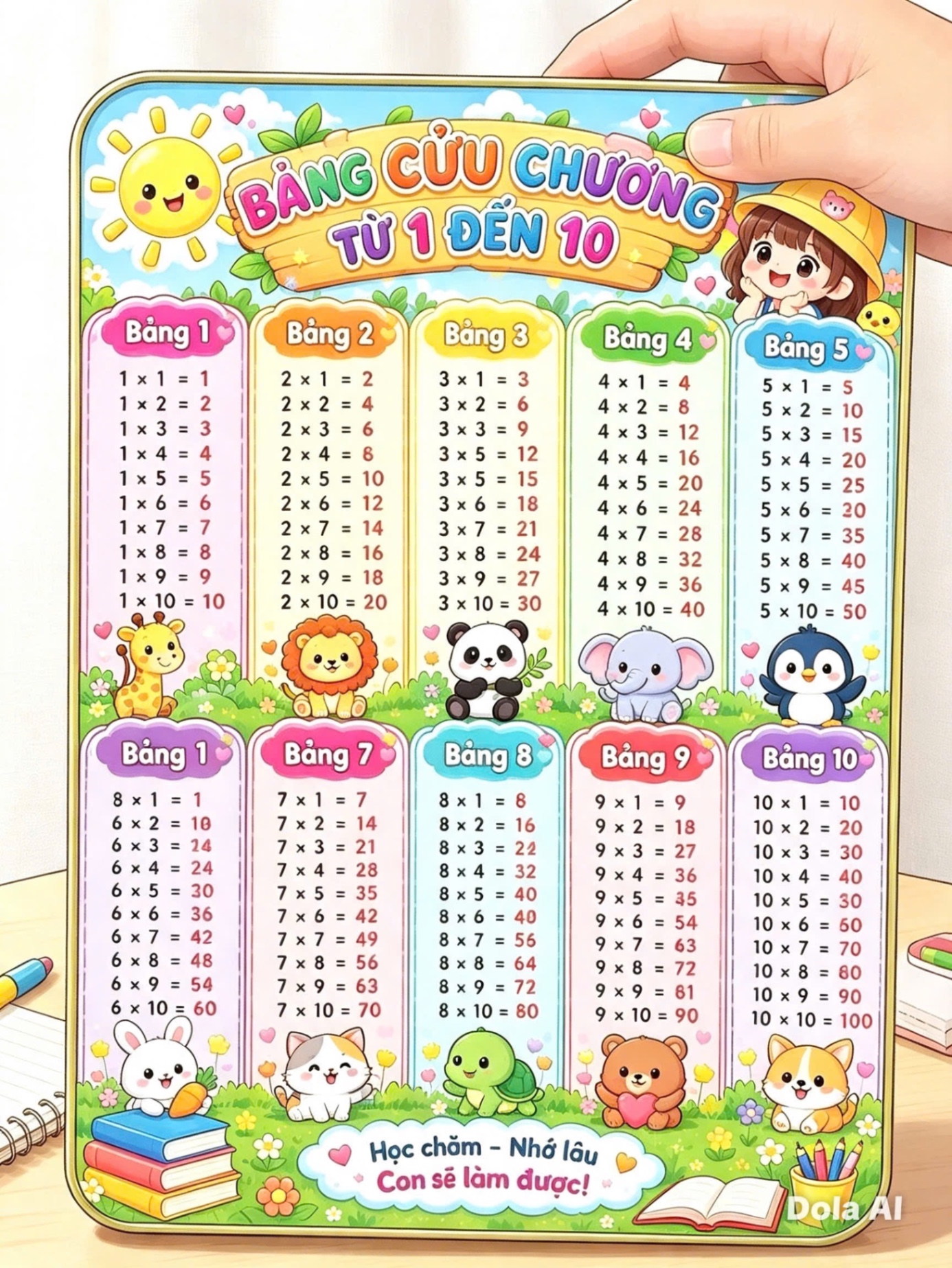 BẢNG NHÂN CHO BÉ
