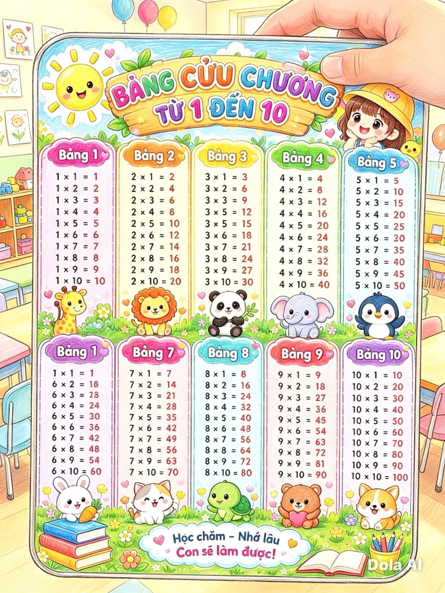 BẢNG NHÂN CHO BÉ