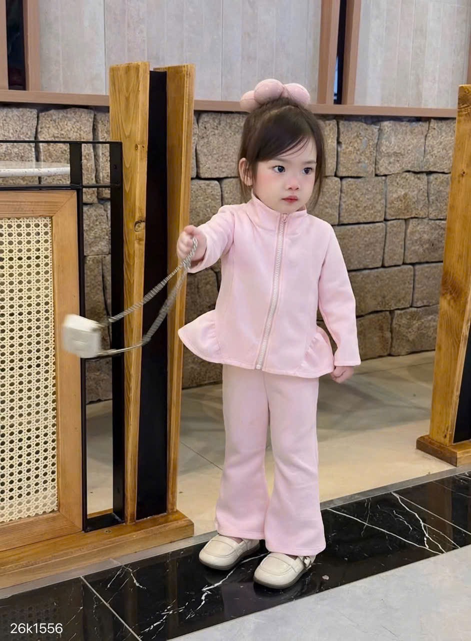 ÁO NỈ 2 DA KÉO KHOÁ DÁNG LOE 2 MÀU CHO BG