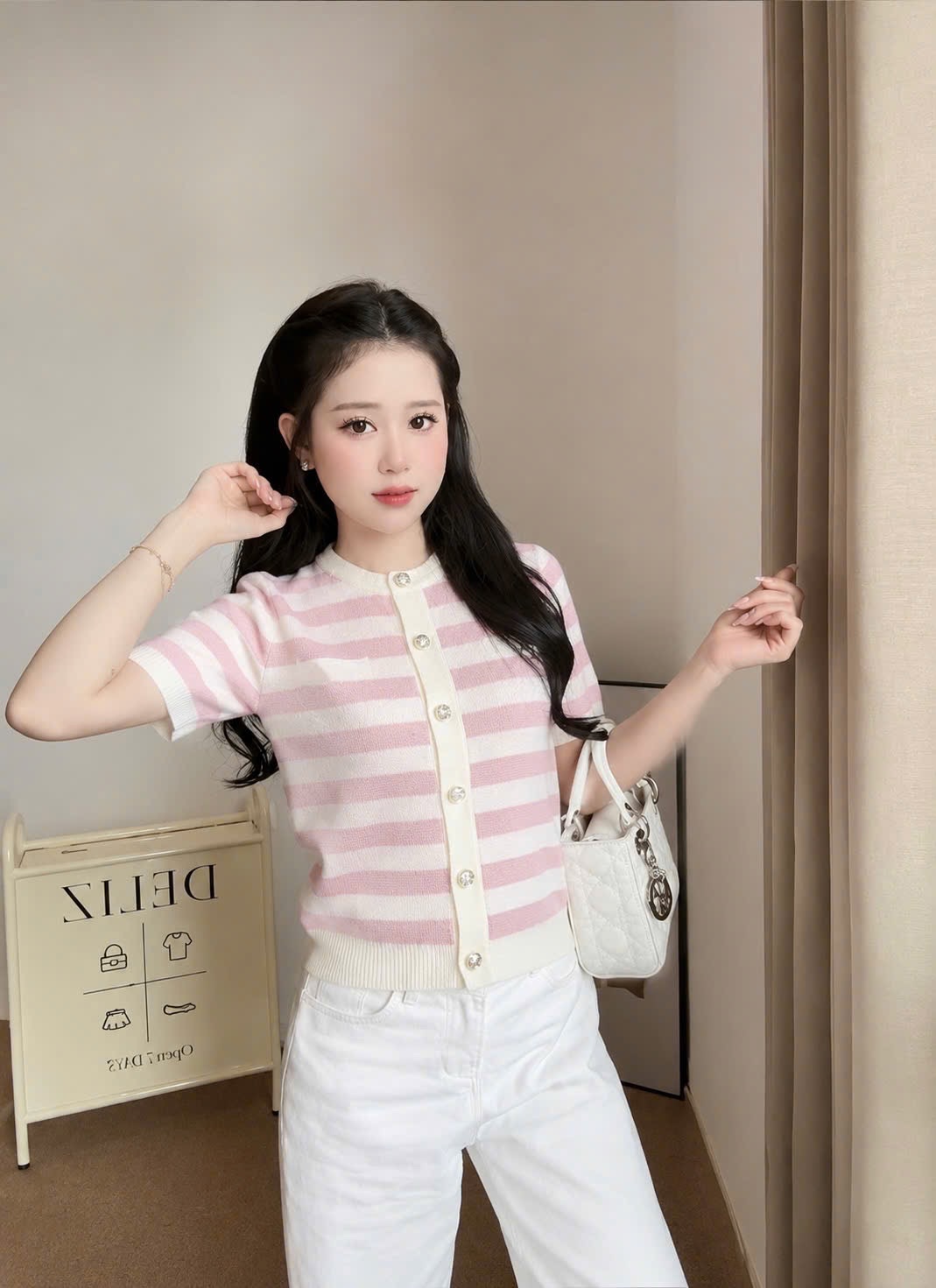 GOM - CDG KẺ NGANG CỘC TAY 3 MÀU CHO NỮ