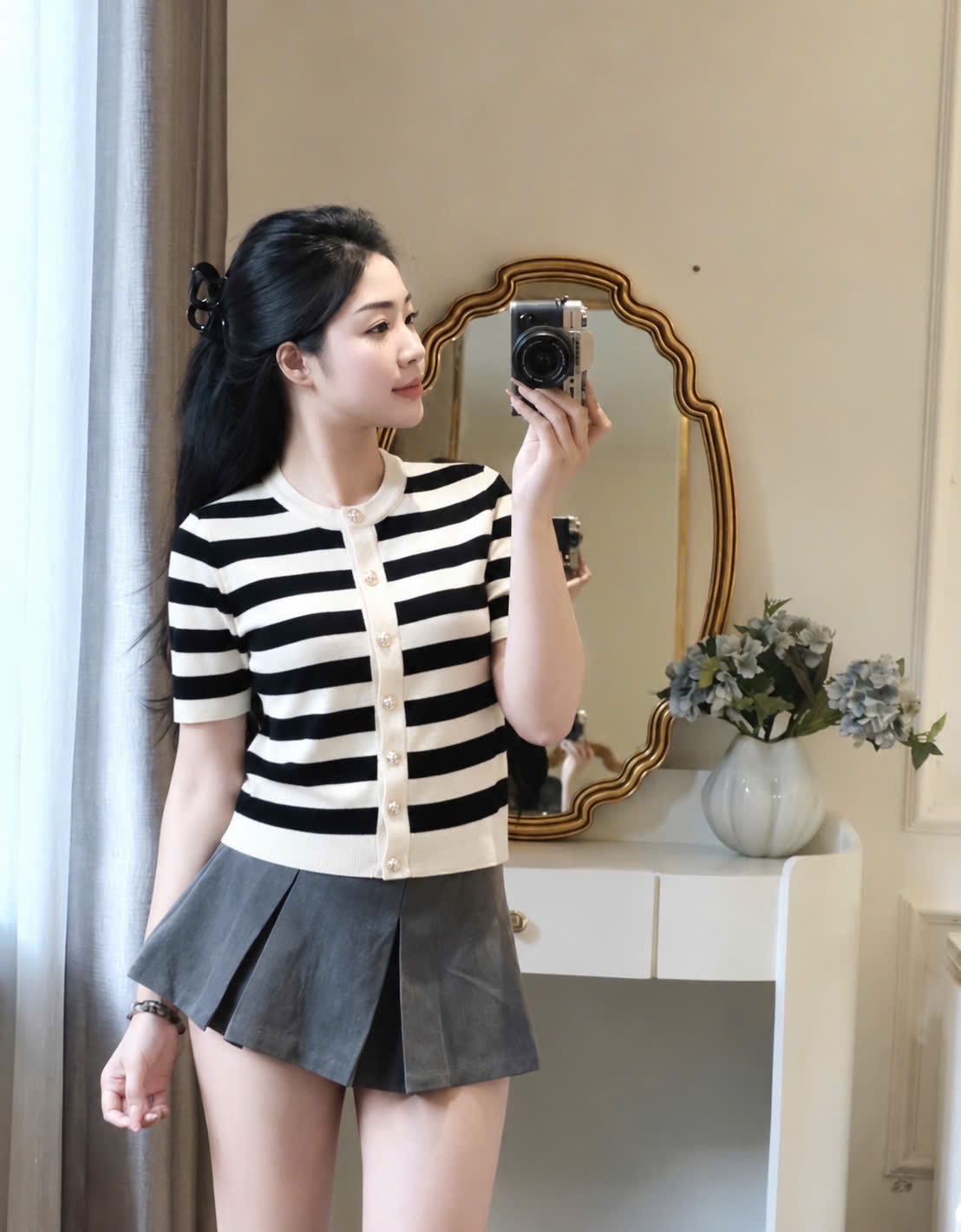 GOM - CDG KẺ NGANG CỘC TAY 3 MÀU CHO NỮ