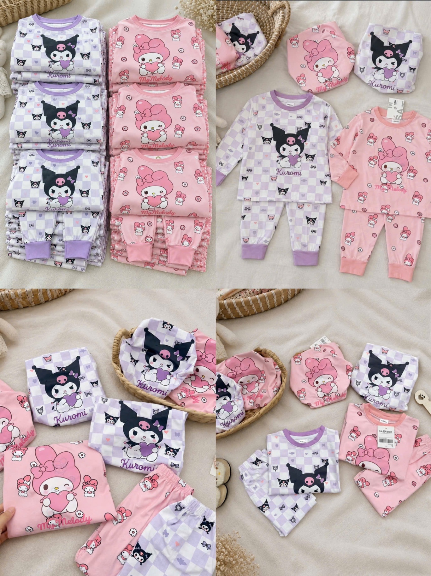 SÉT 2 BỘ KUROMI HỒNG TÍM CHO BG