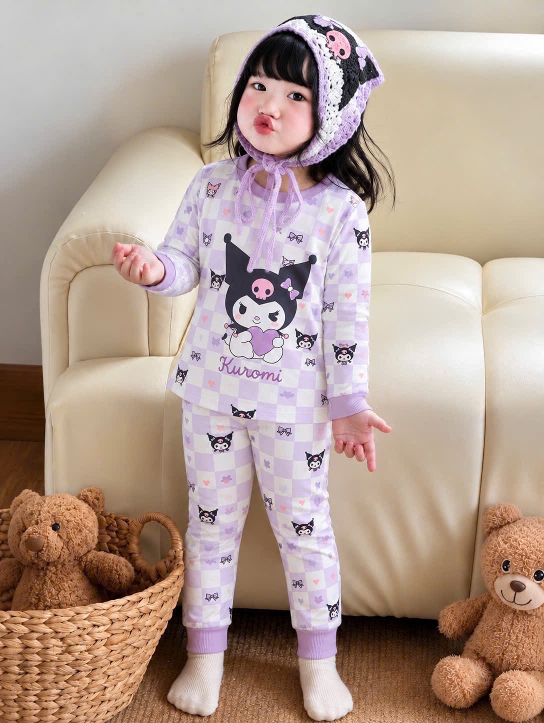 SÉT 2 BỘ KUROMI HỒNG TÍM CHO BG