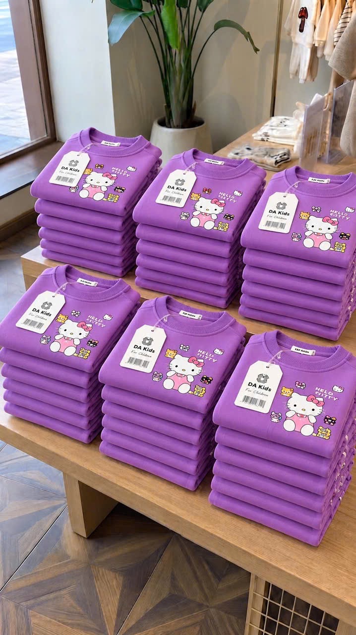 XẢ KHO BỘ NỈ SZ ĐẠI MÀU TÍM MÈO HELLO KITTY CHO BG