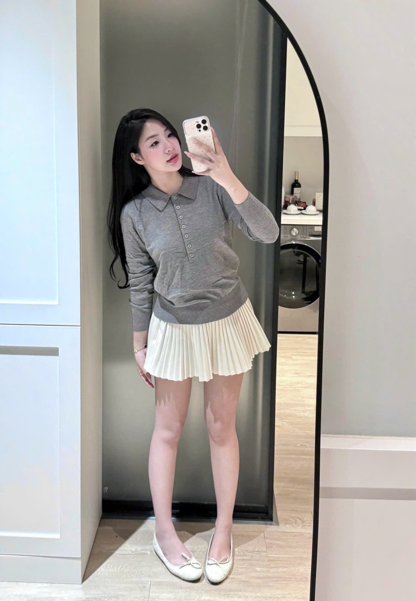 HÀNG NHÀ MÁY - ÁO LEN MÀU GHI POLO TRƠN DÀI TAY