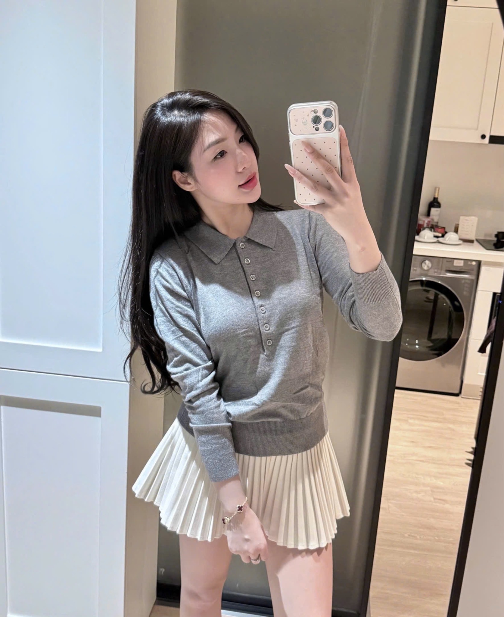 HÀNG NHÀ MÁY - ÁO LEN MÀU GHI POLO TRƠN DÀI TAY