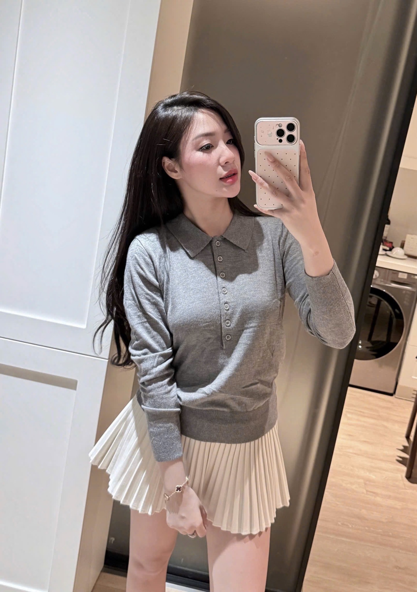 HÀNG NHÀ MÁY - ÁO LEN MÀU GHI POLO TRƠN DÀI TAY
