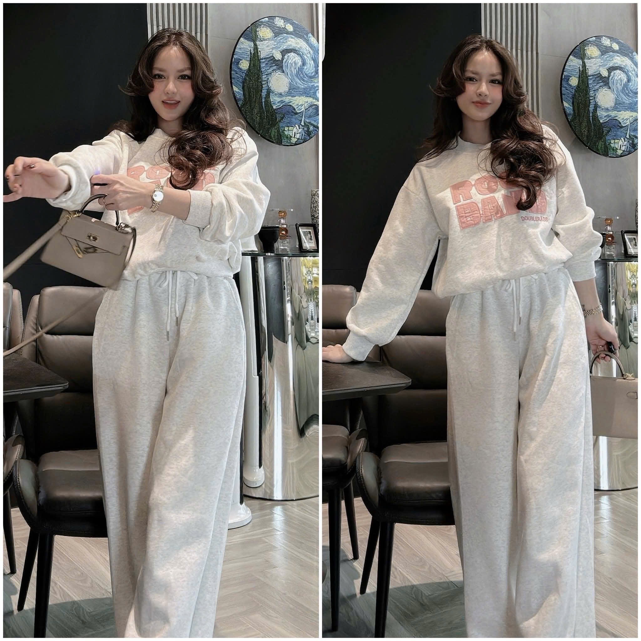 BỘ NỈ CHẤT 2 DA CHỮ ROCK CHO NỮ
