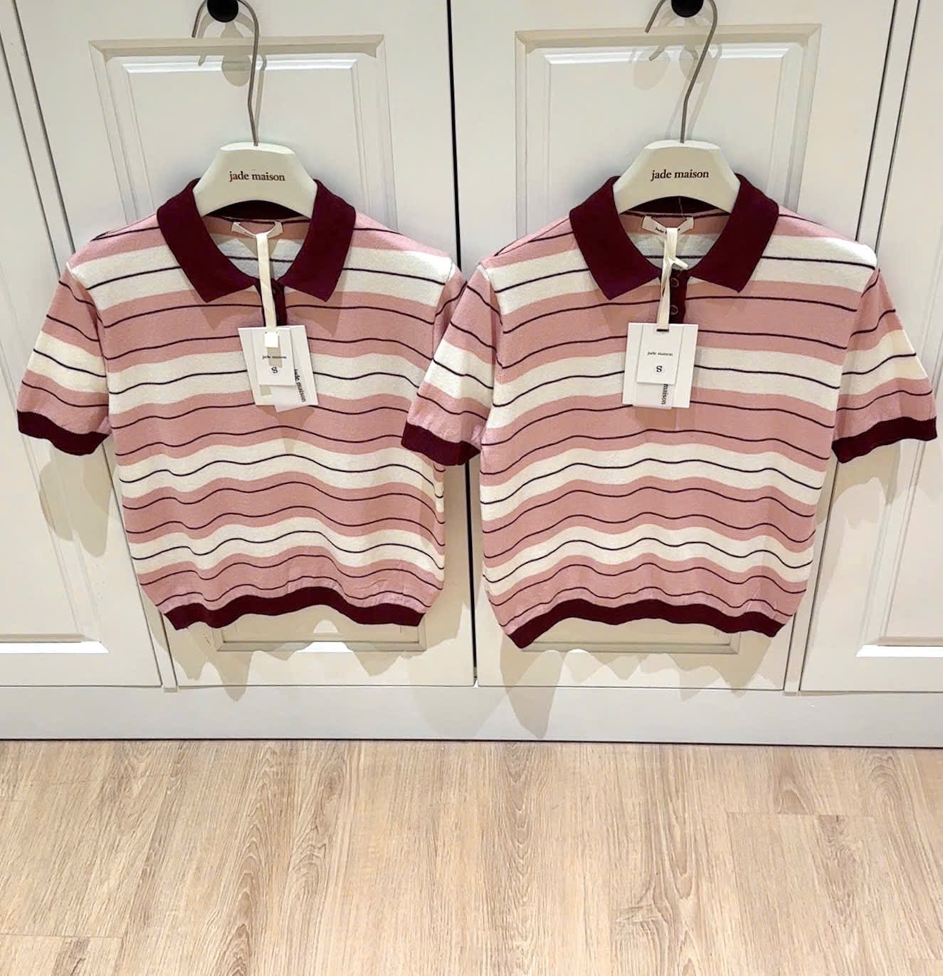 GOM - ÁO LEN POLO HỒNG CỔ BẺ CỘC TAY