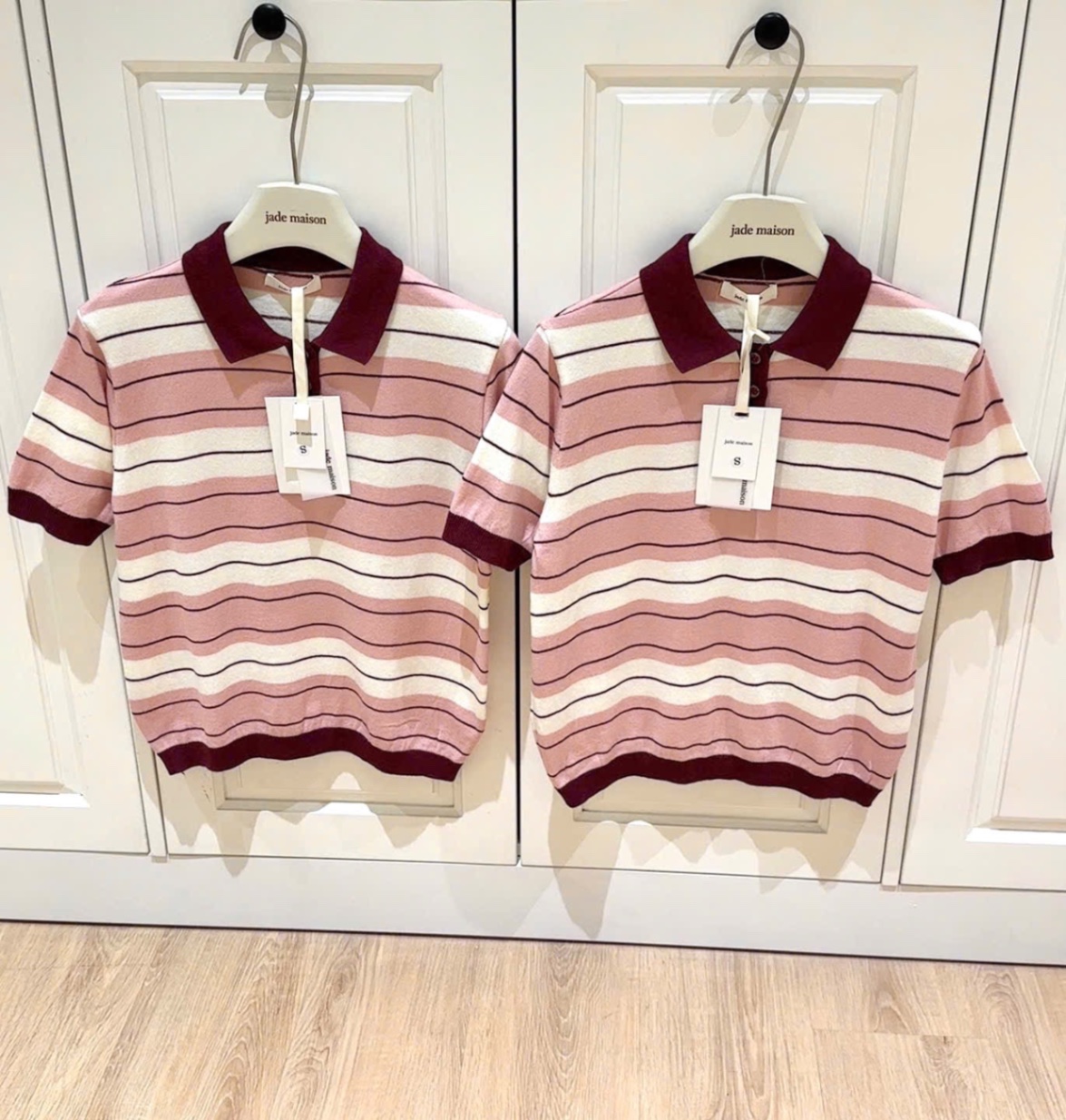 GOM - ÁO LEN POLO HỒNG CỔ BẺ CỘC TAY