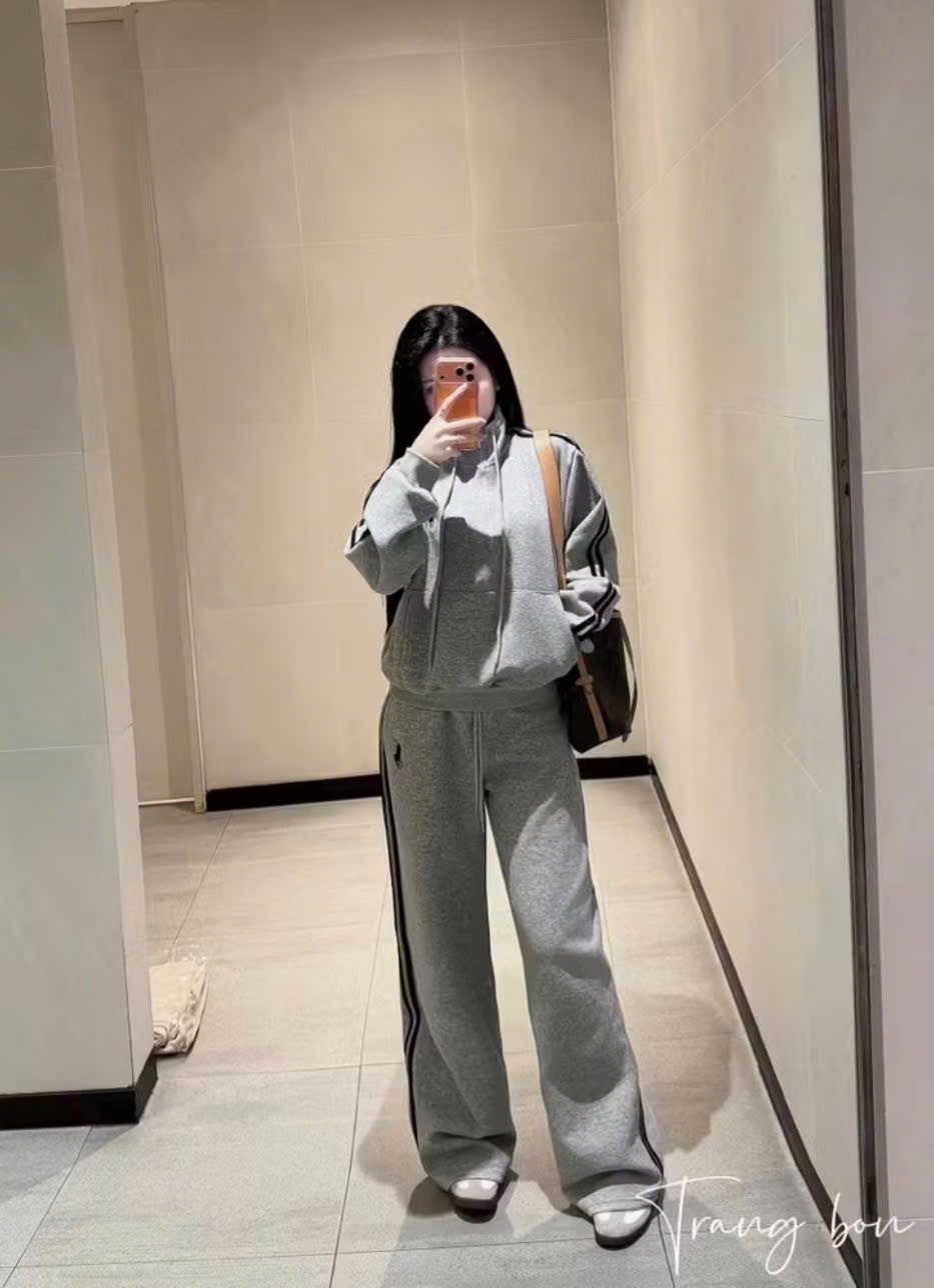 Gom - BỘ NỈ MÀU GHI KHOÁ CỔ RÚT DÂY CHO NỮ