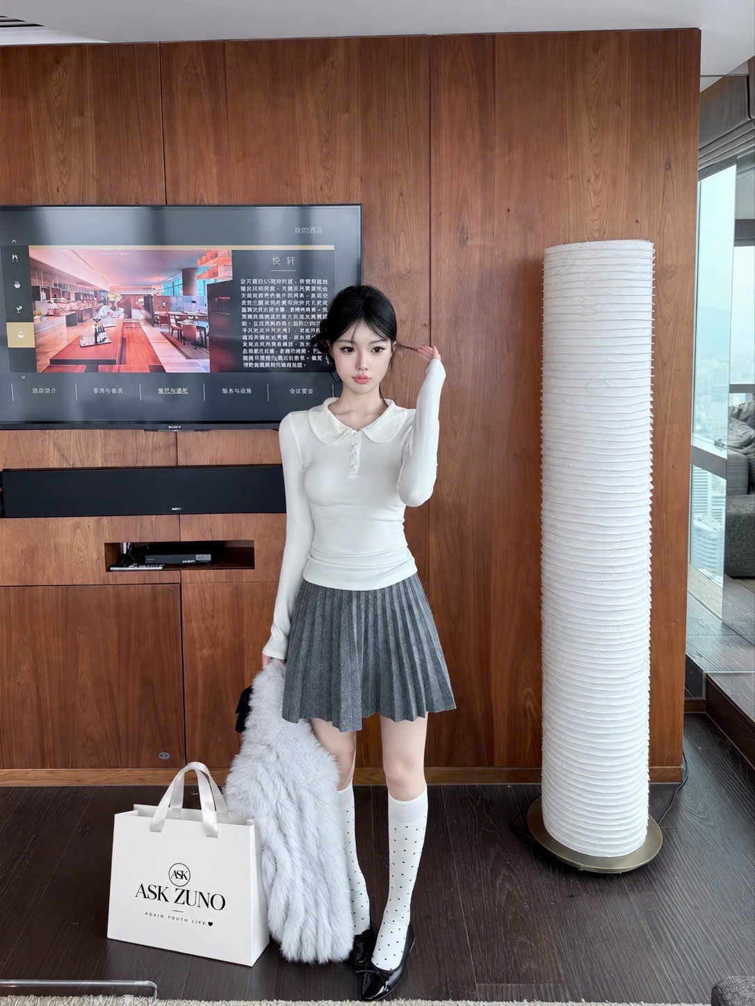 GOM - ÁO POLO CỔ SEN DÀI TAY CHO NỮ