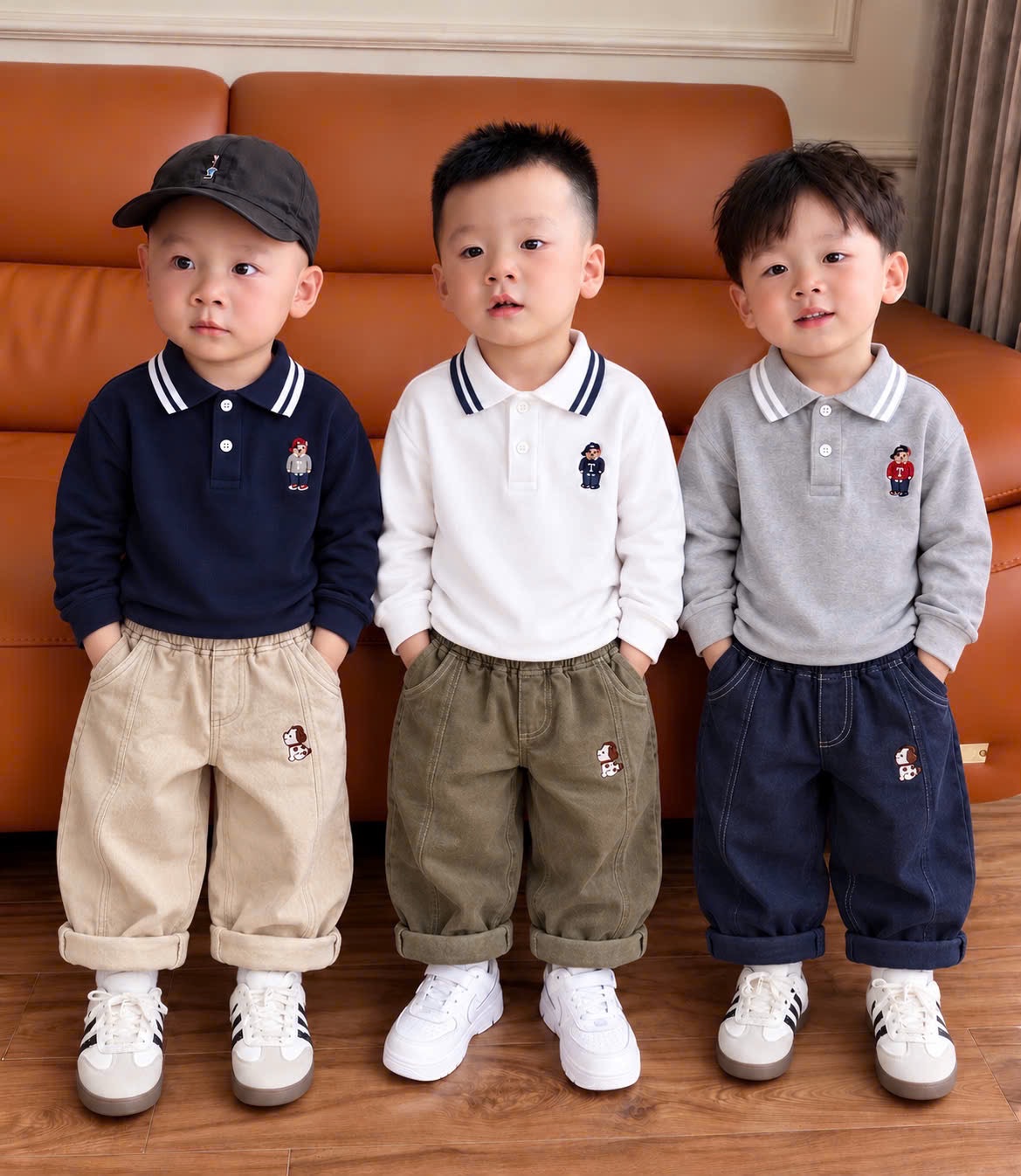 GOM - SÉT 3 QUẦN KAKI THÊU CÚN CHO BT