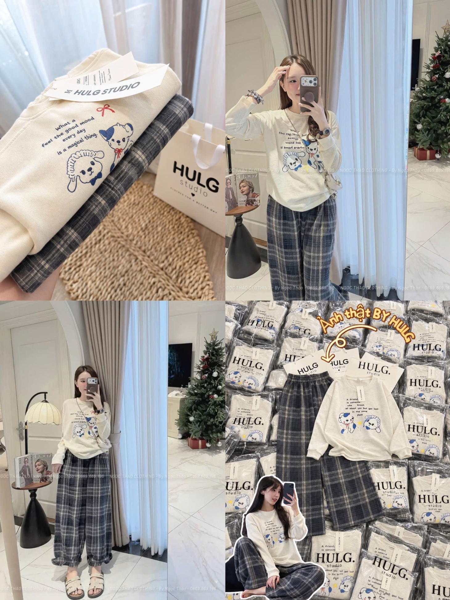 GOM - BỘ IN HÌNH CỪU QUẦN KẺ CHO NỮ
