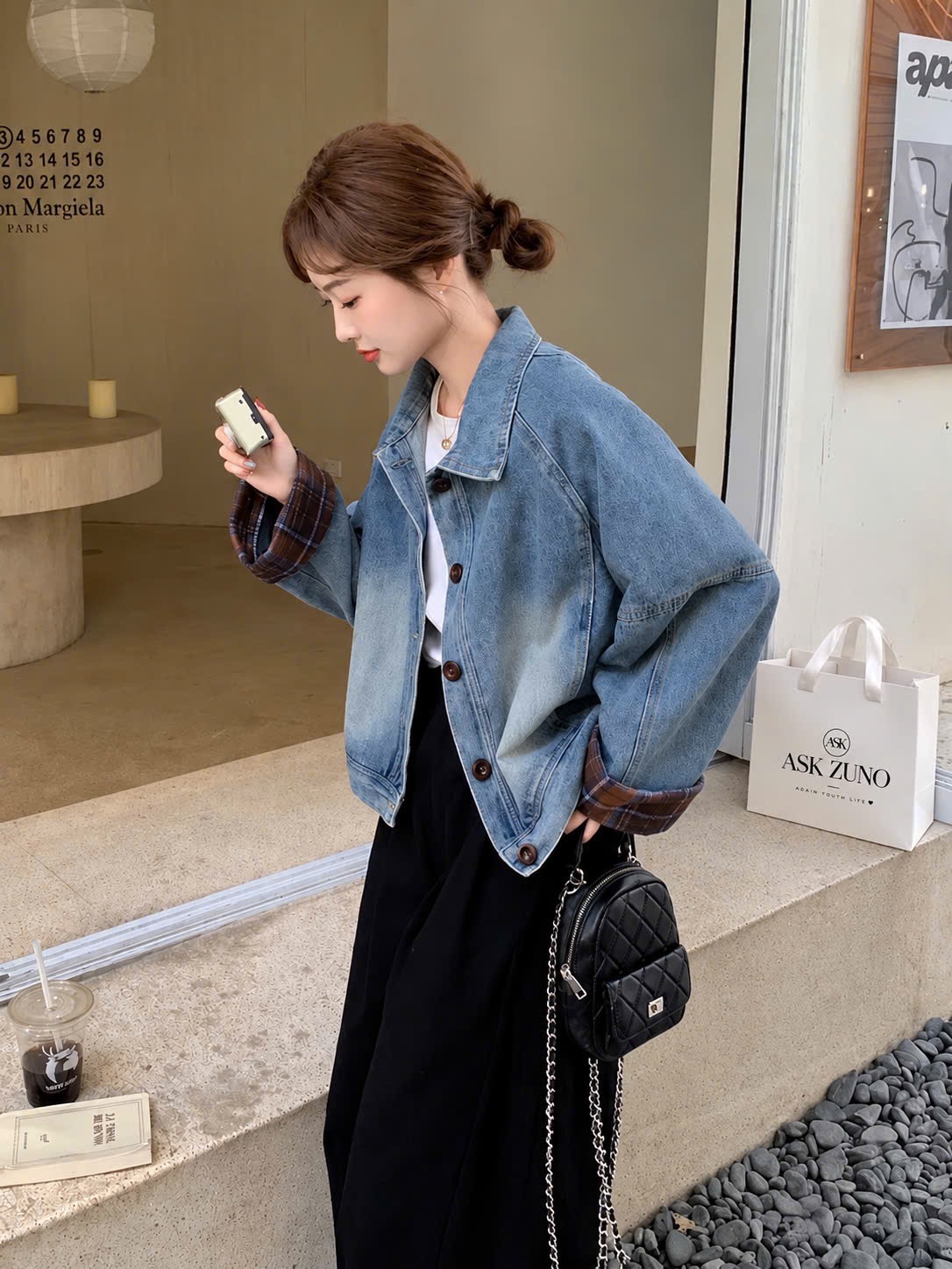 GOM - ÁO KHOÁC JEAN TAY PHỐI CHO NỮ