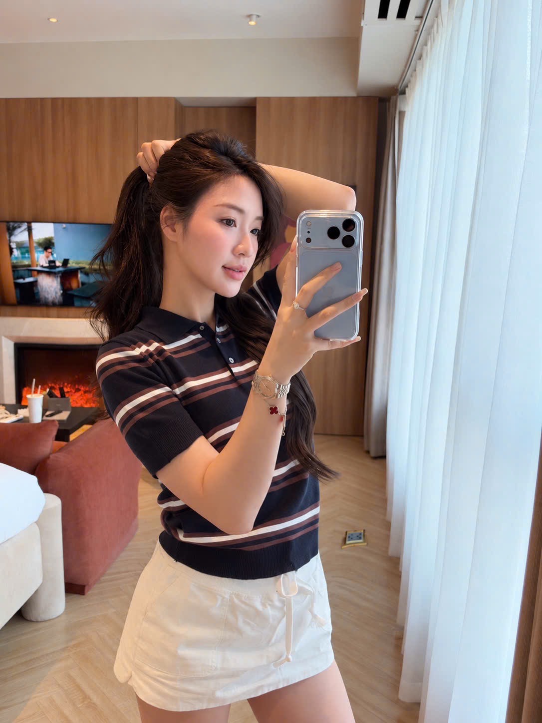 GOM - ÁO LEN POLO CỘC TAY PHỐI MÀU
