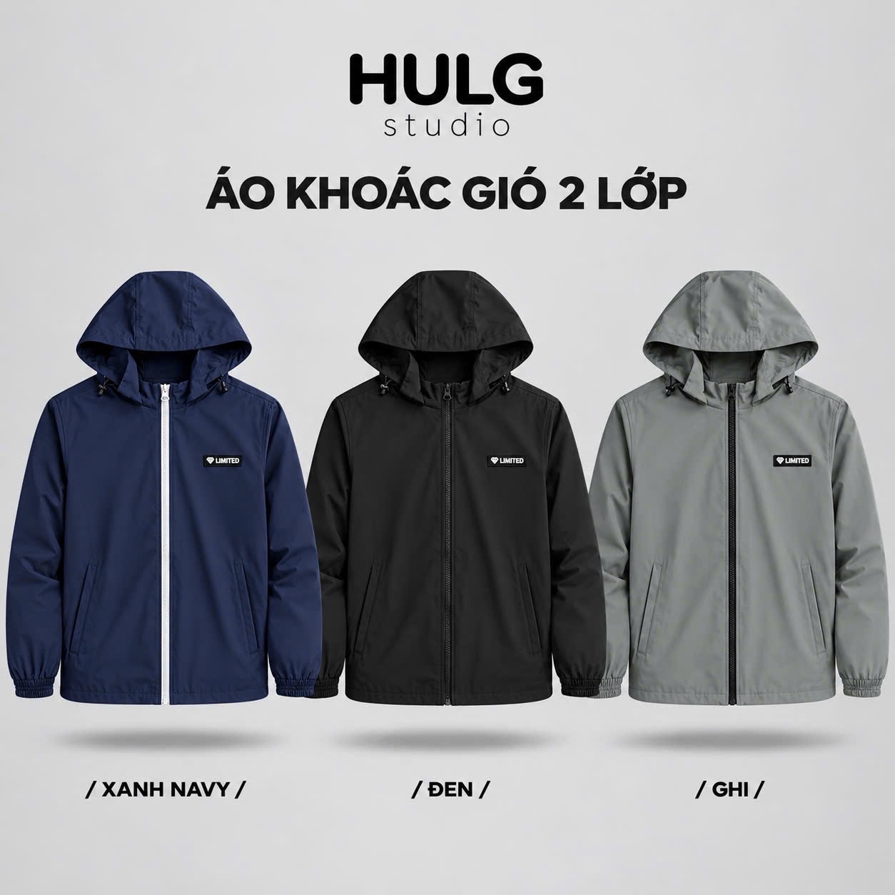 ÁO KHOÁC GIÓ 3 MÀU CHO NAM