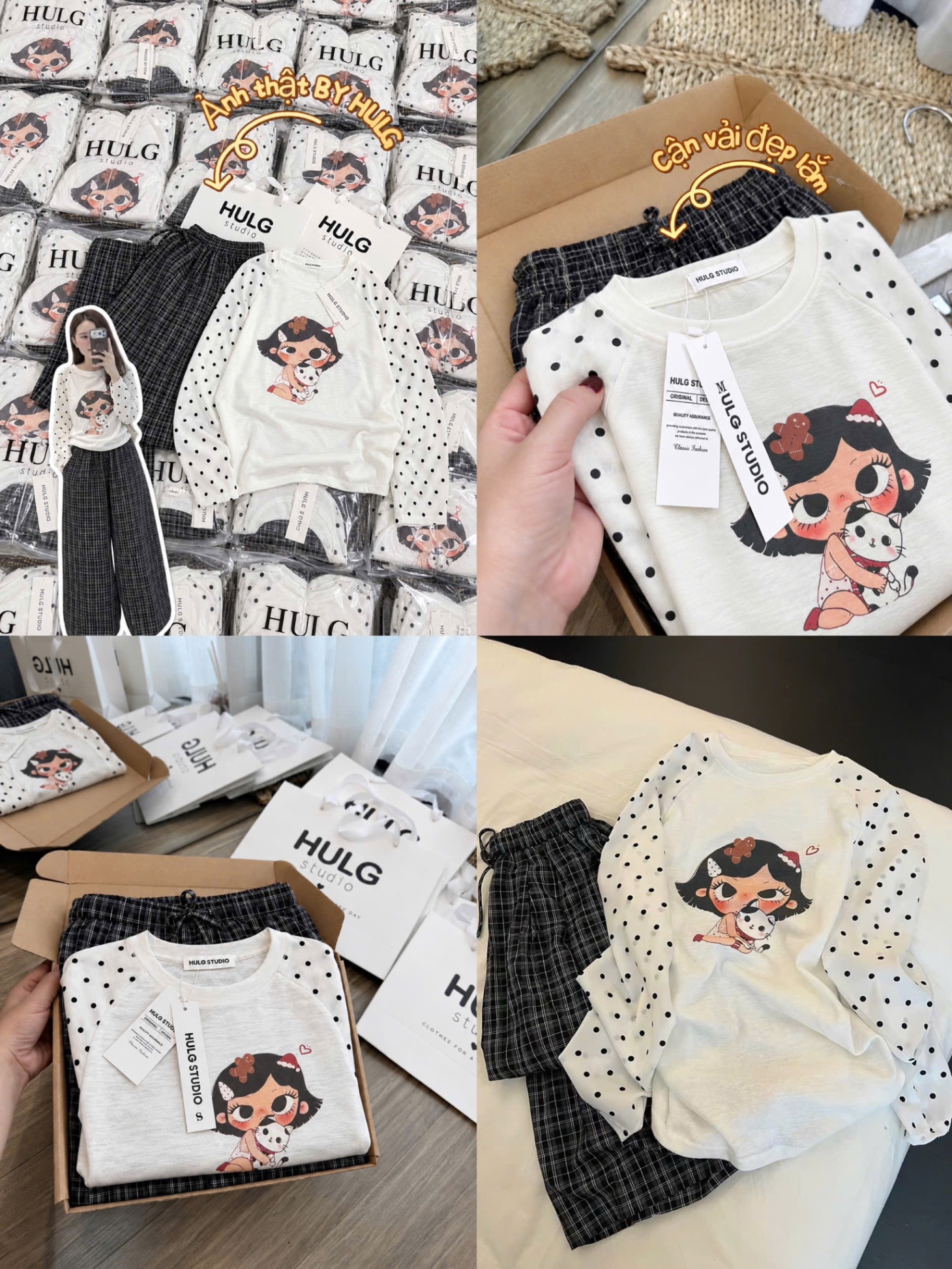 GOM- SÉT ÁO CÔ GÁI ÔM MÈO KITTY CHO NỮ
