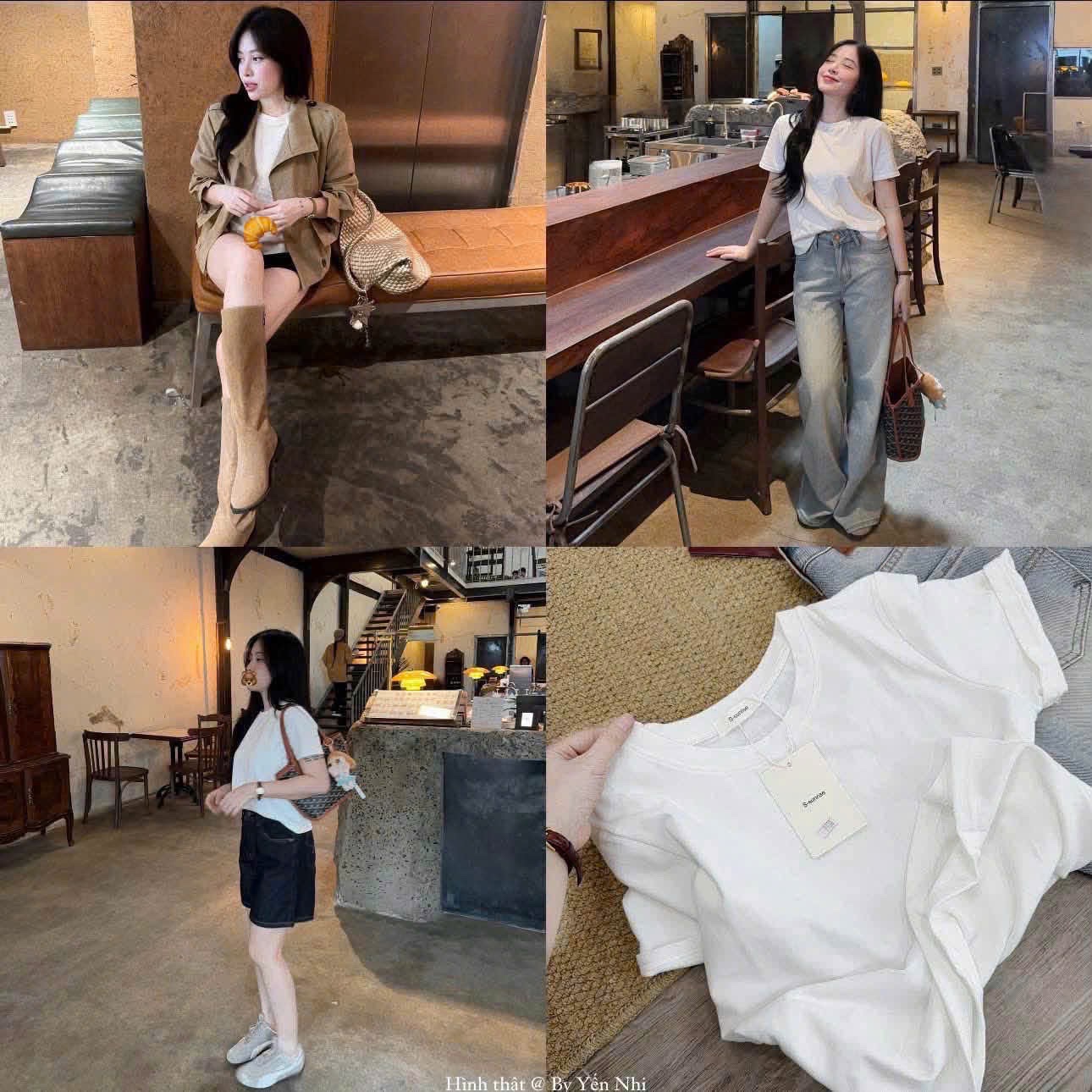 GOM - ÁO THUN TRẮNG CỘC TAY CHO NỮ