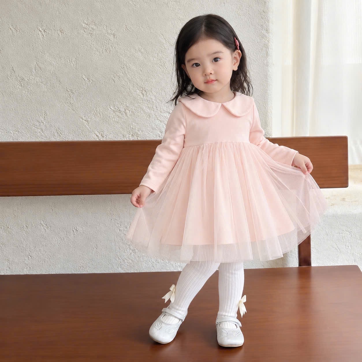 GOM - VÁY CỔ BÈO 3 MÀU CHO BG