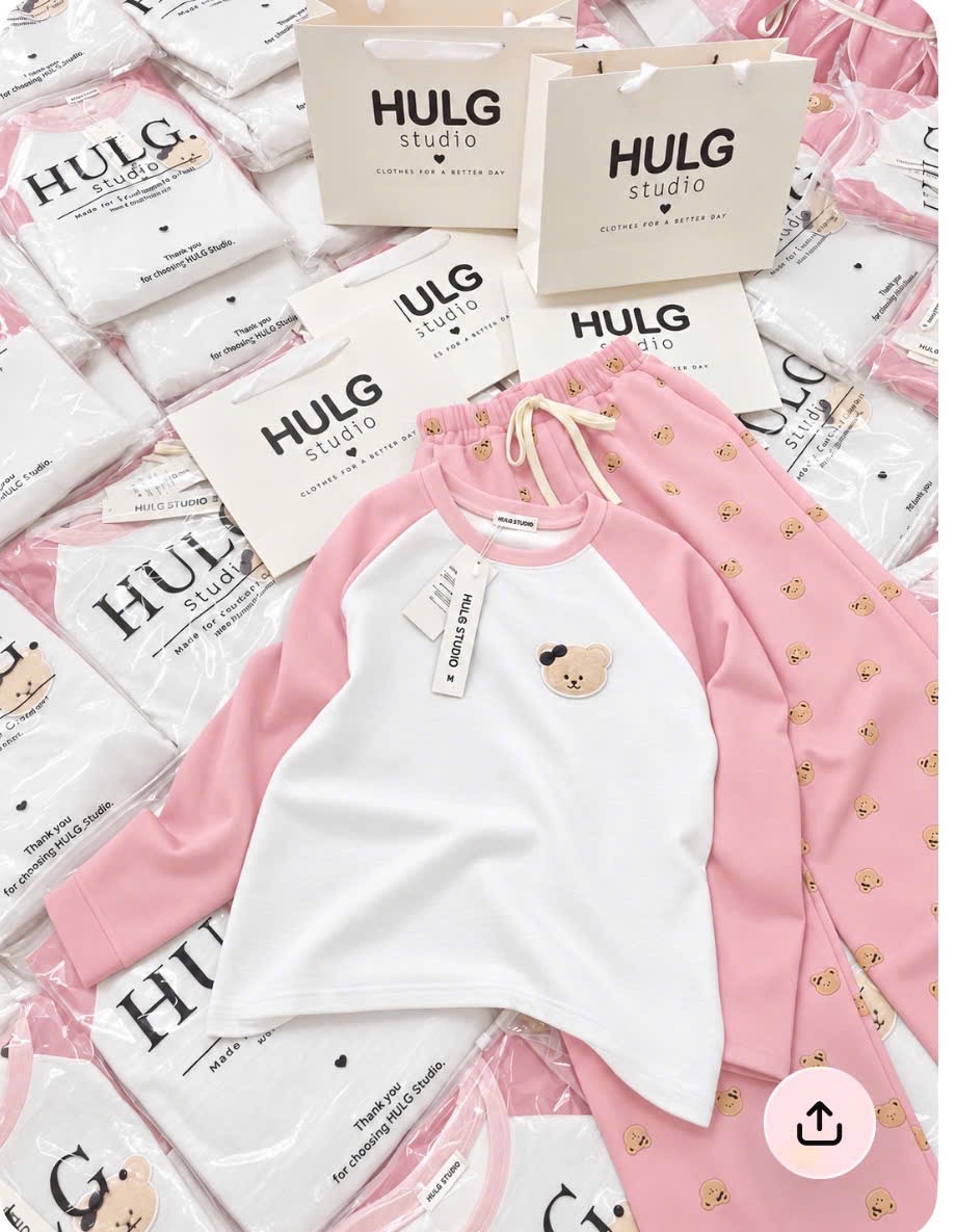 GOM - BỘ ÁO GẤU QUẦN HỒNG CHO NỮ