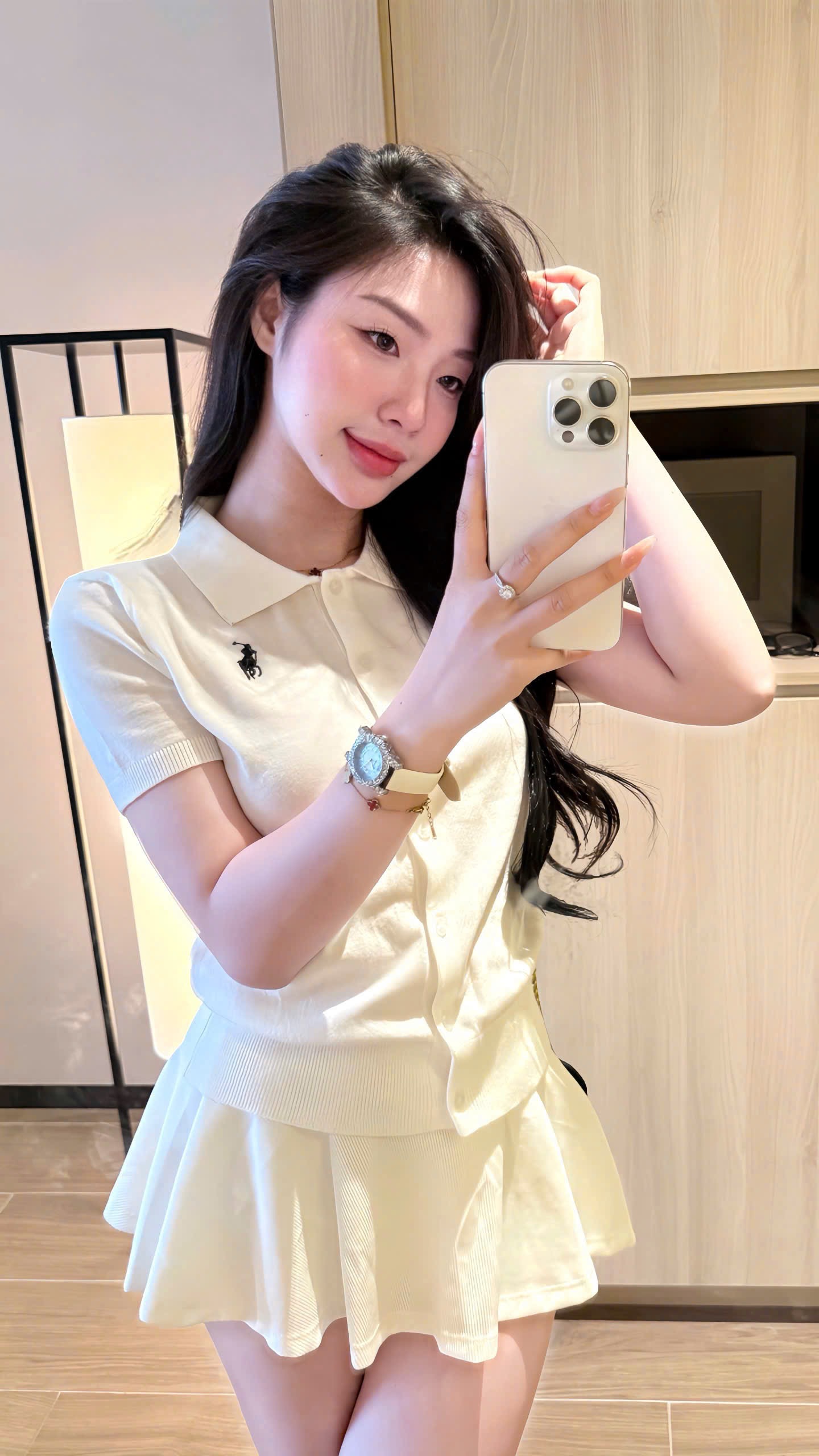 ÁO CDG CÔC TAY TRẮNG THÊU NGỰA