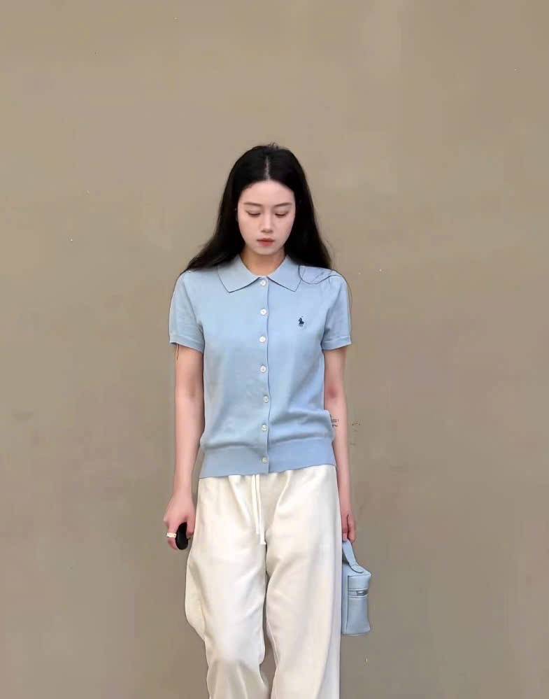 ÁO CDG CỘC TAY XANH THÊU NGỰA