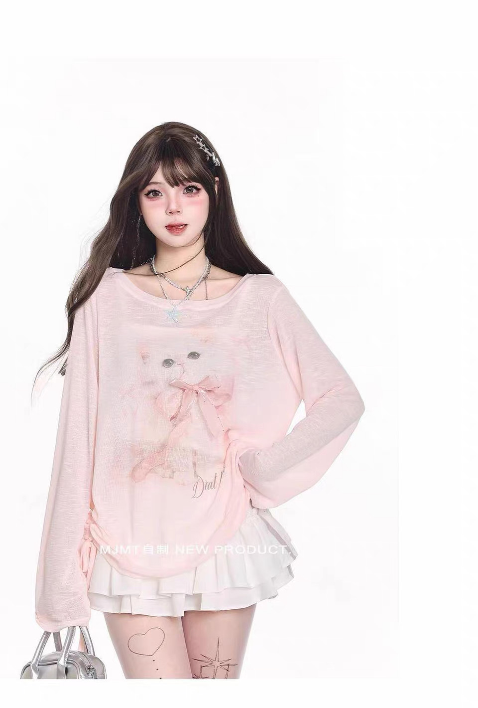 ÁO CỘC DT MÈO HỒNG ĐEO NƠ QC