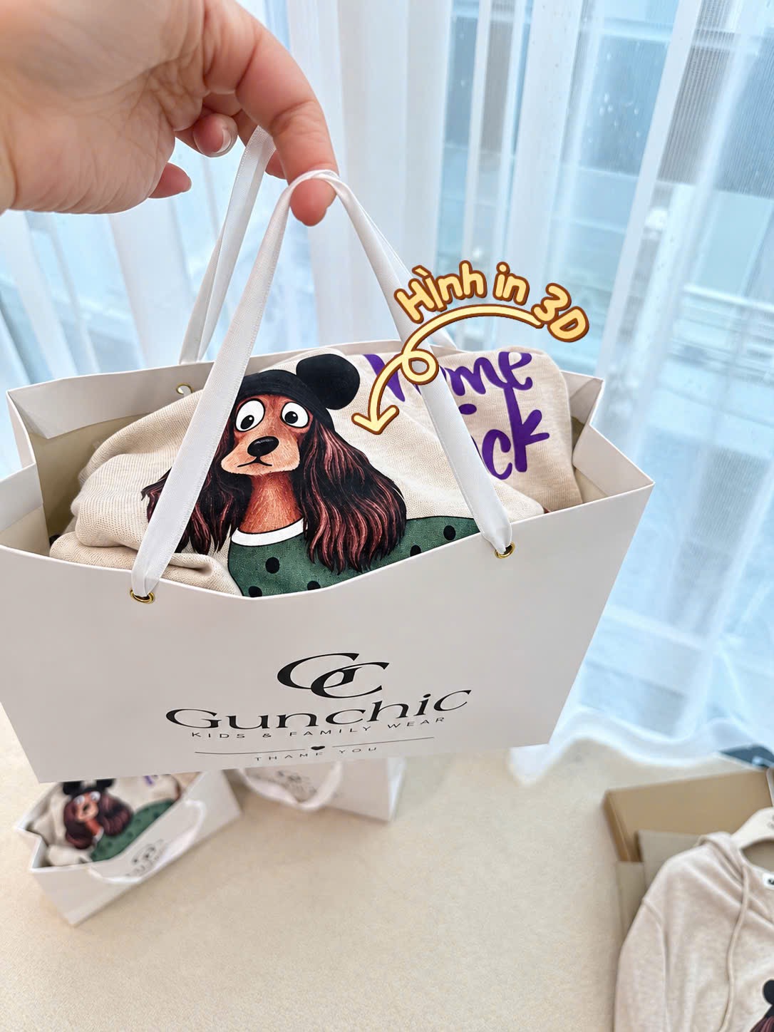 ÁO HODIE MŨ GIẤY HÌNH CÚN MÀU BE