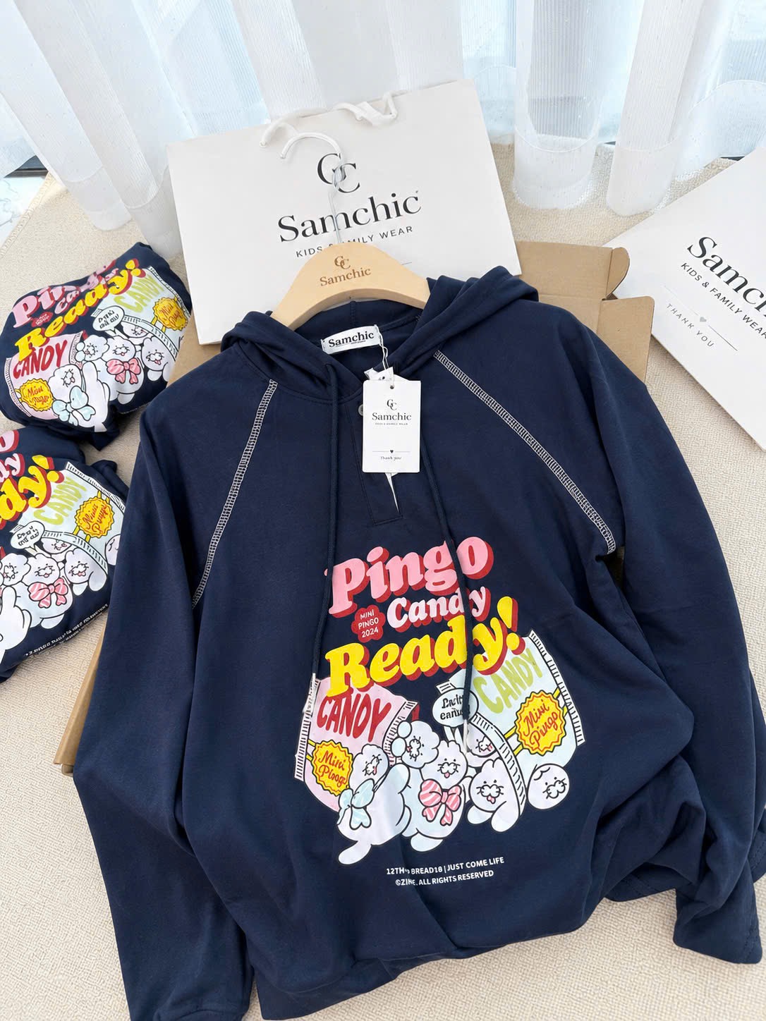 ÁO HODIE MŨ GIẤY MÀU THAN CHỮ PINGO