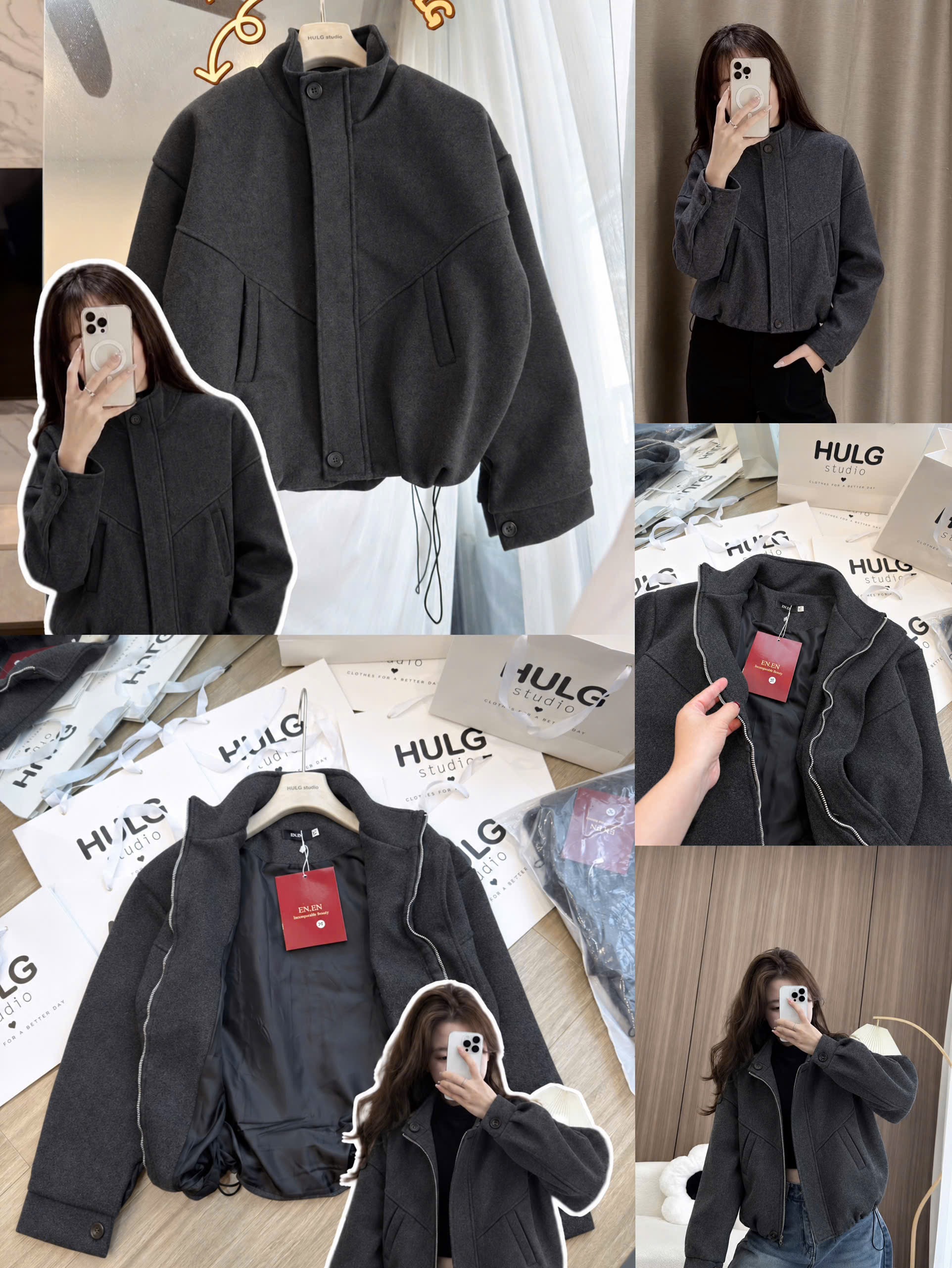 GOM - ÁO KHOÁC BOMBER DẠ XÁM