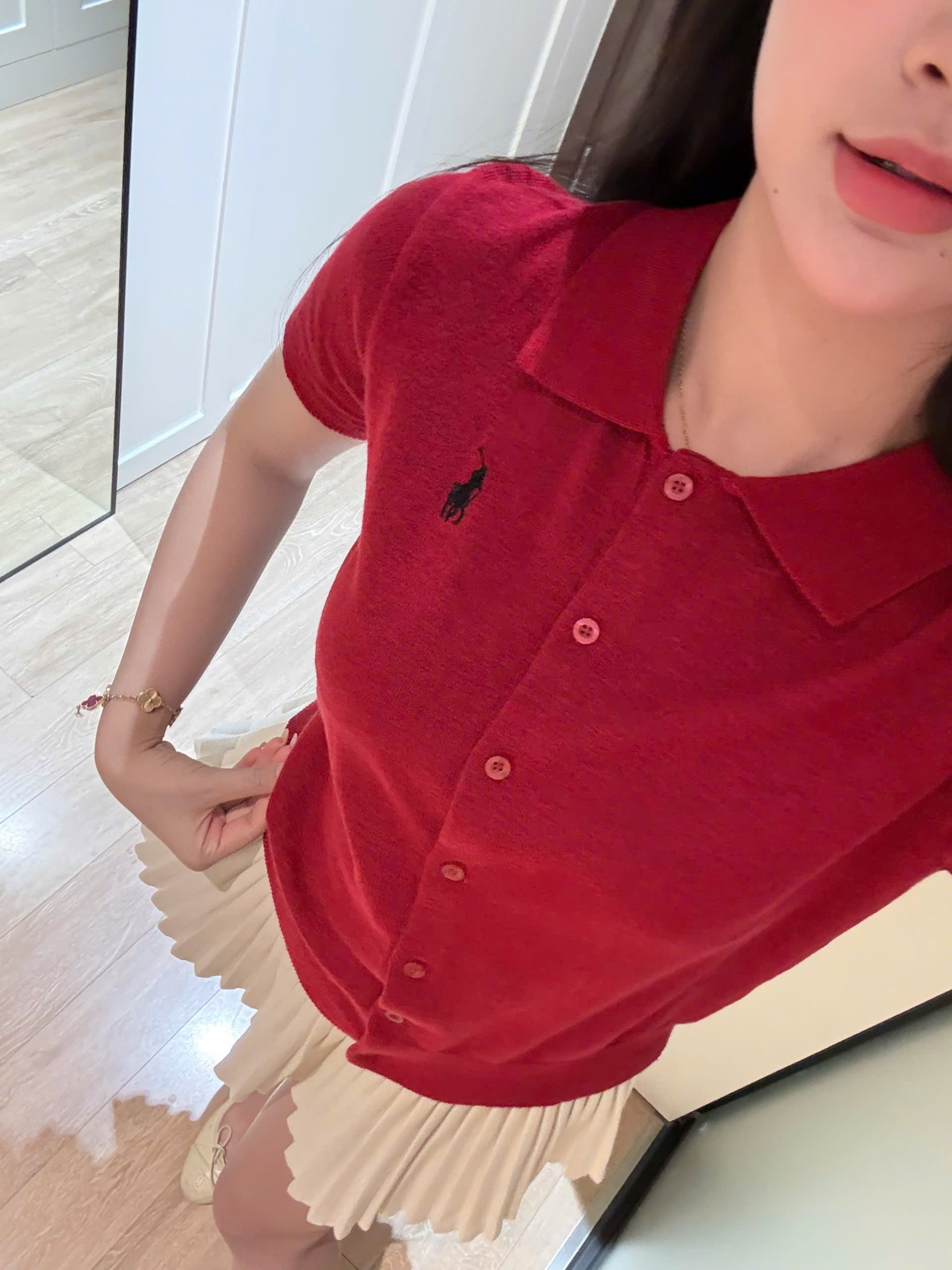 ÁO LEN CDG CỘC TAY ĐỎ THEU NGỰA