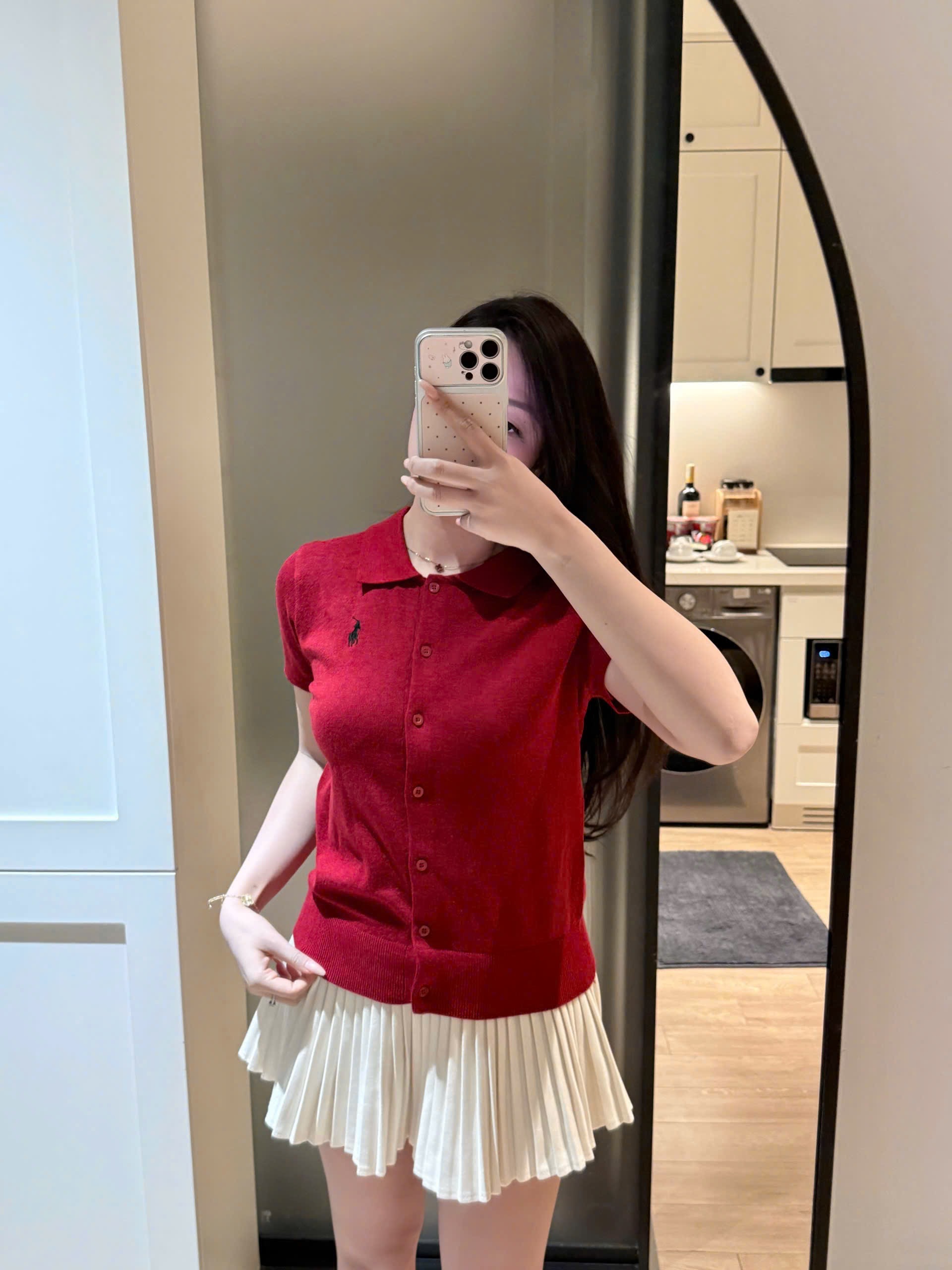 ÁO LEN CDG CỘC TAY ĐỎ THEU NGỰA