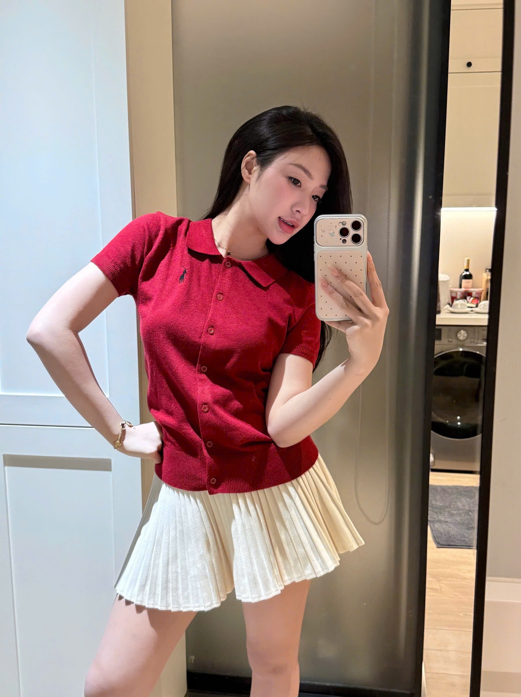 ÁO LEN CDG CỘC TAY ĐỎ THEU NGỰA