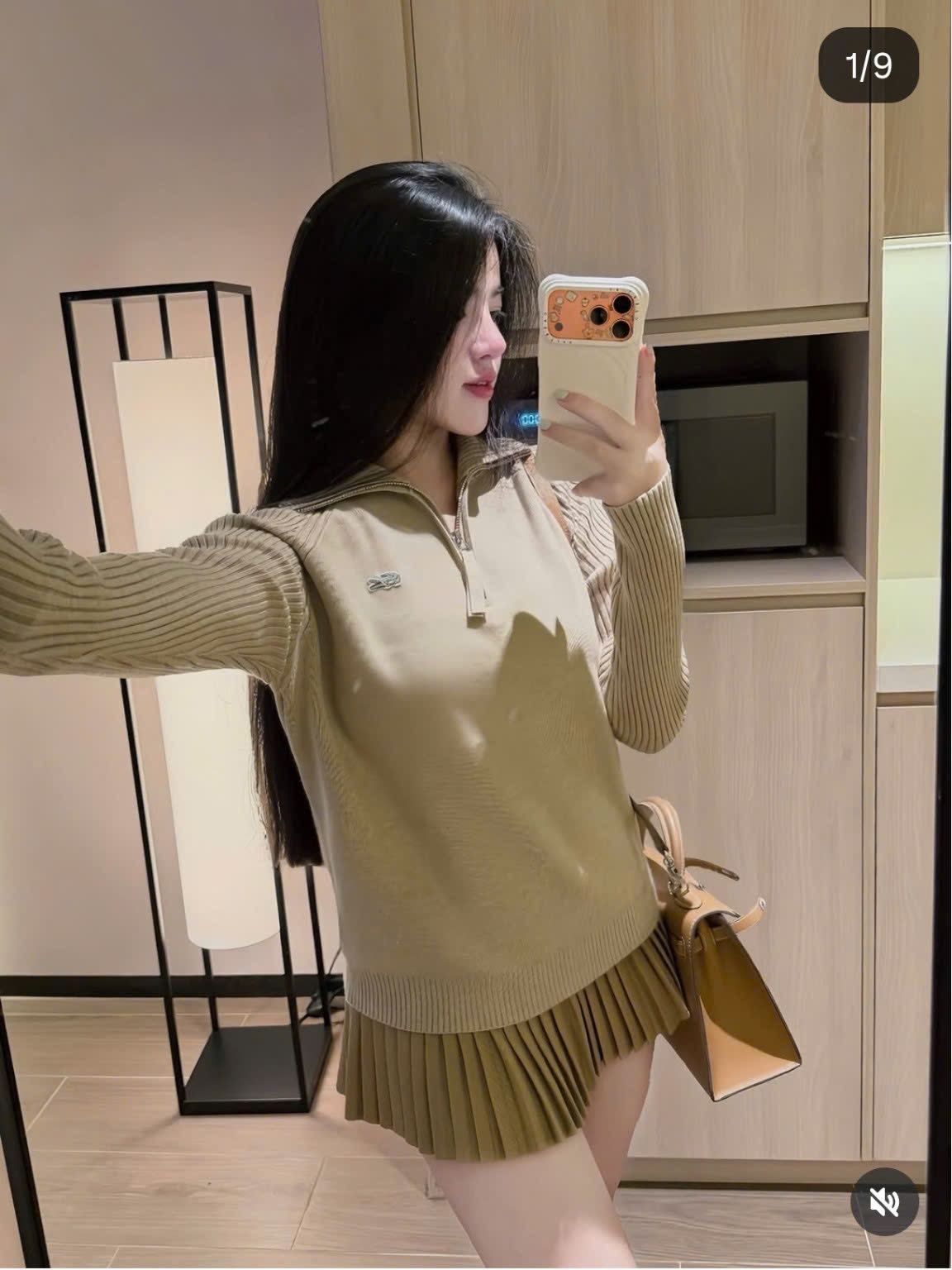 ÁO LEN CỔ KHOÁ LCT QCCC MÀU BE