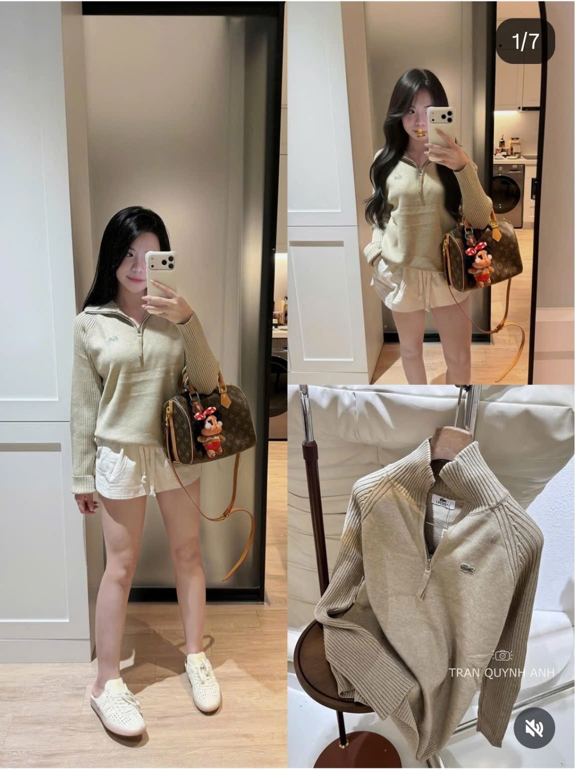 ÁO LEN CỔ KHOÁ LCT QCCC MÀU BE
