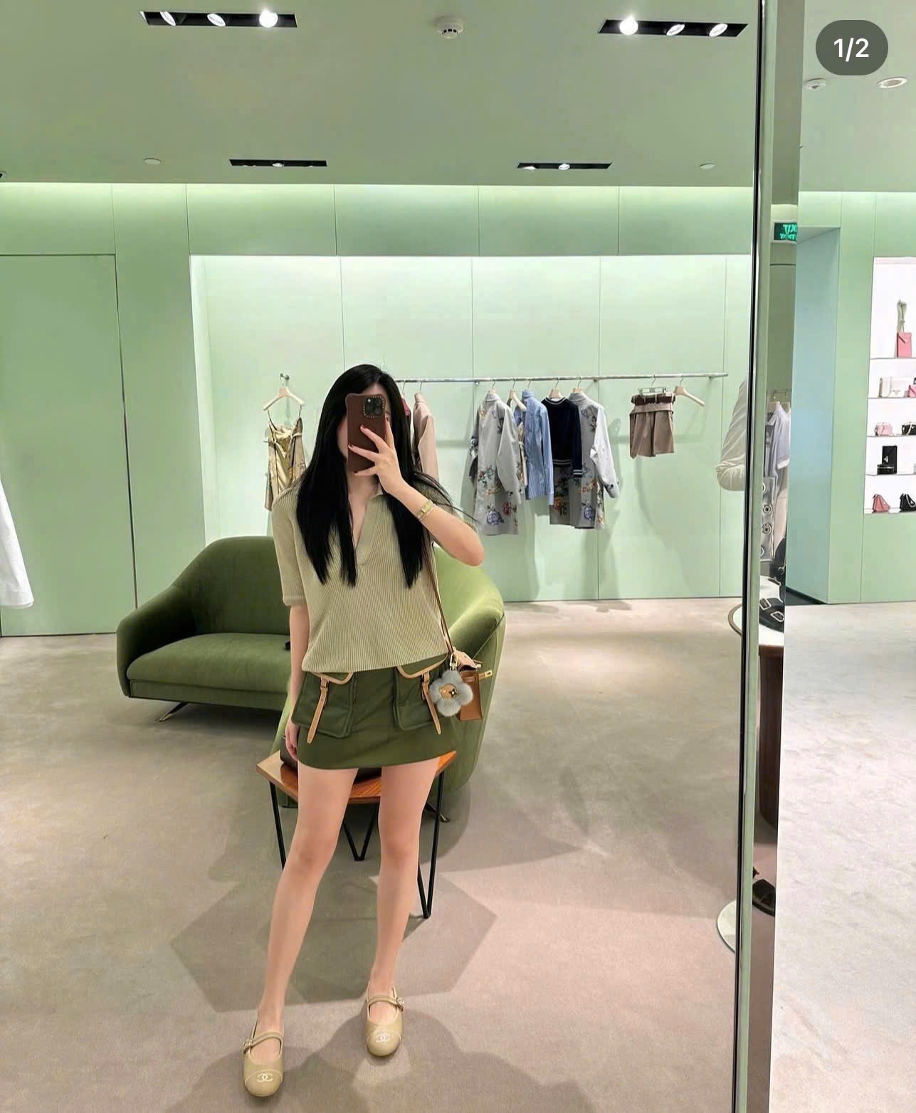 ÁO LEN CỔ V XANH MINT CHO NỮ