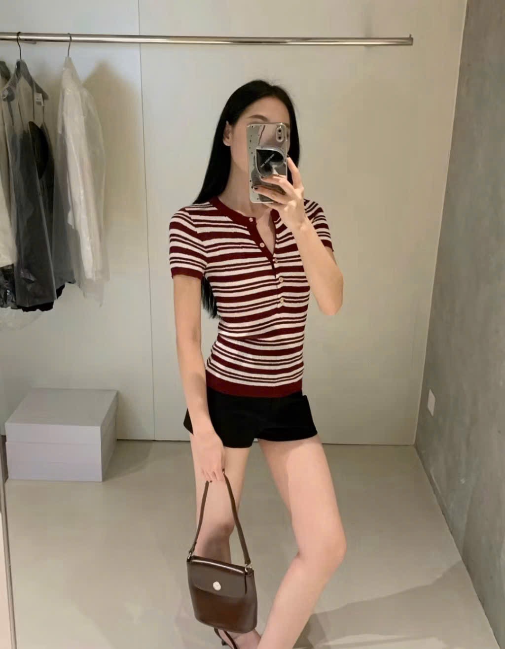 ÁO LEN CỘC KẺ ĐEN ĐỎ CHO NỮ
