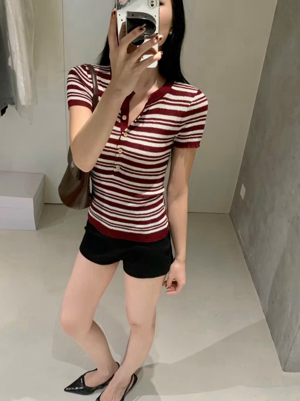 ÁO LEN CỘC KẺ ĐEN ĐỎ CHO NỮ