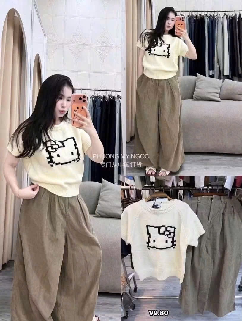 ÁO LEN CỘC TAY HÌNH MÈO HELLO KITTY