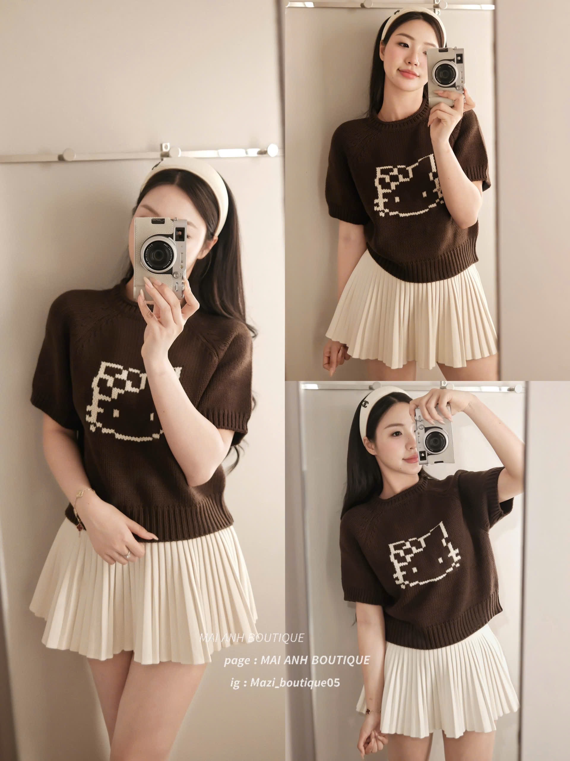 ÁO LEN CỘC TAY HÌNH MÈO HELLO KITTY