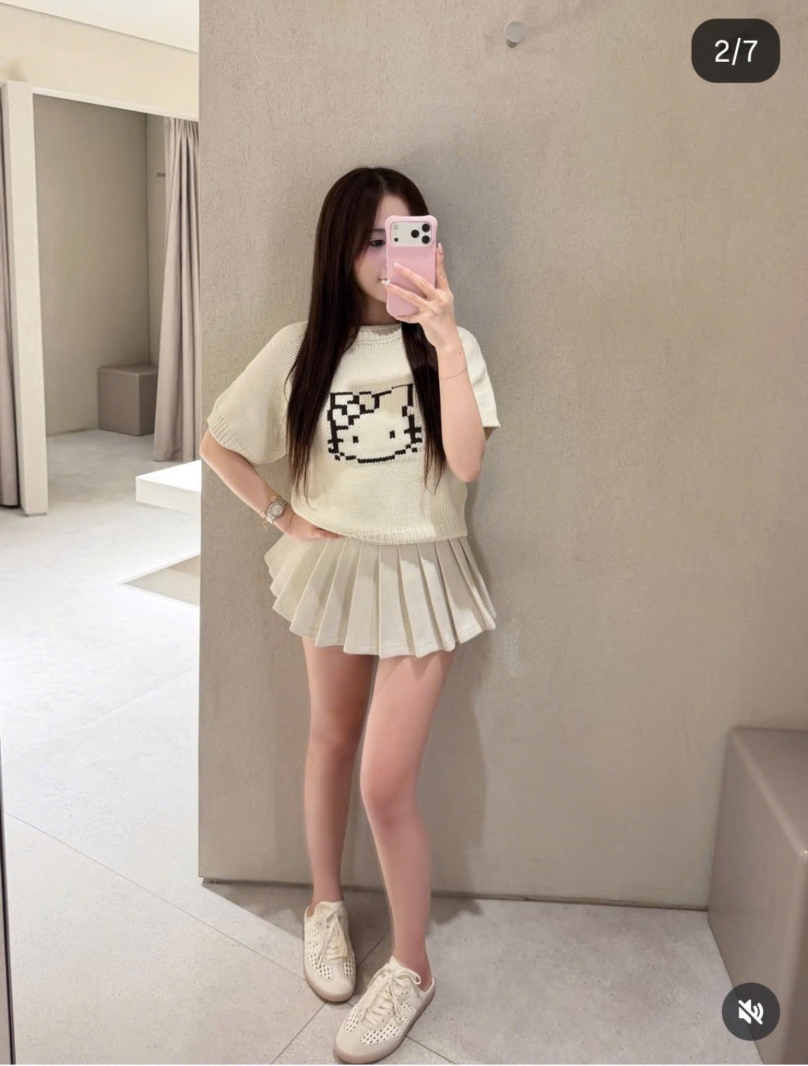ÁO LEN CỘC TAY HÌNH MÈO HELLO KITTY