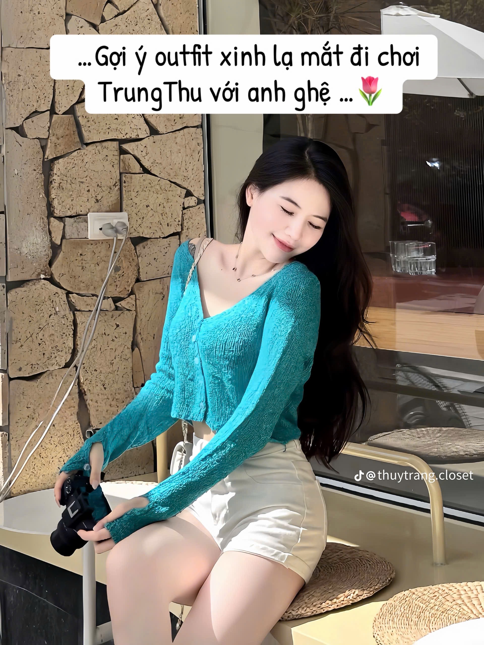 ÁO LEN GẠO CDG XANH DÁNG NGẮN