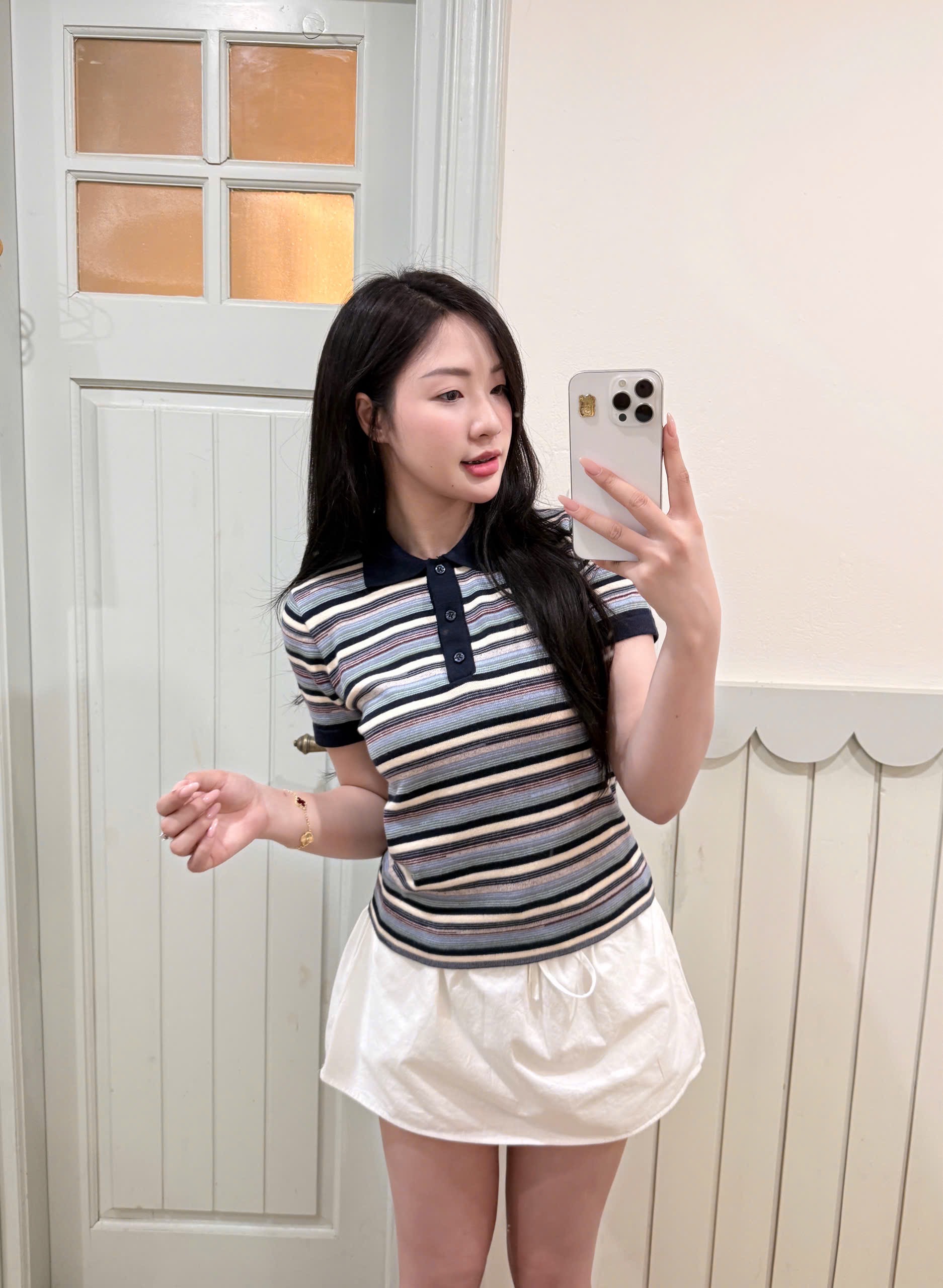 ÁO LEN POLO KẺ CỔ BẺ CÚC NGỰC