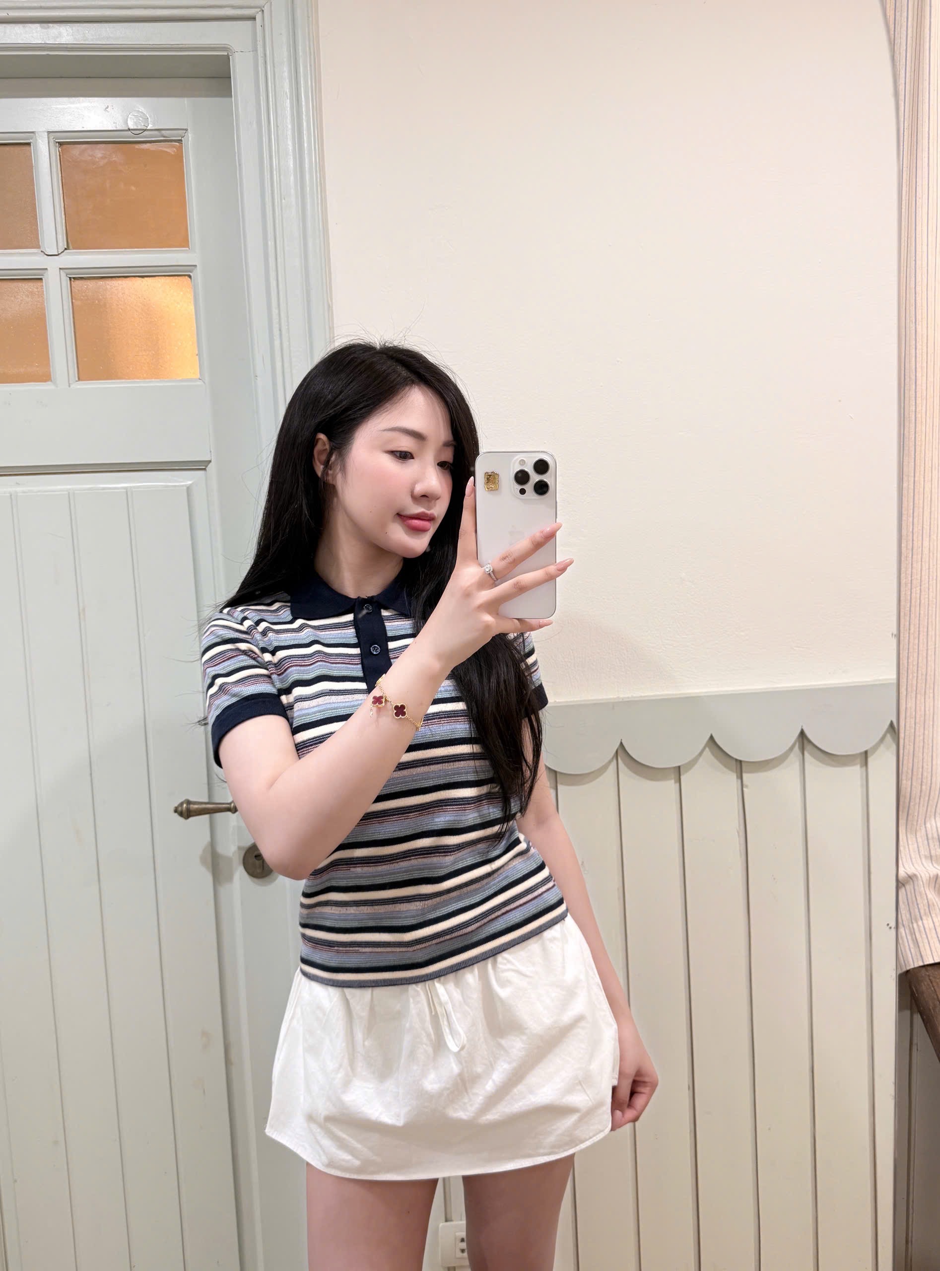 ÁO LEN POLO KẺ CỔ BẺ CÚC NGỰC