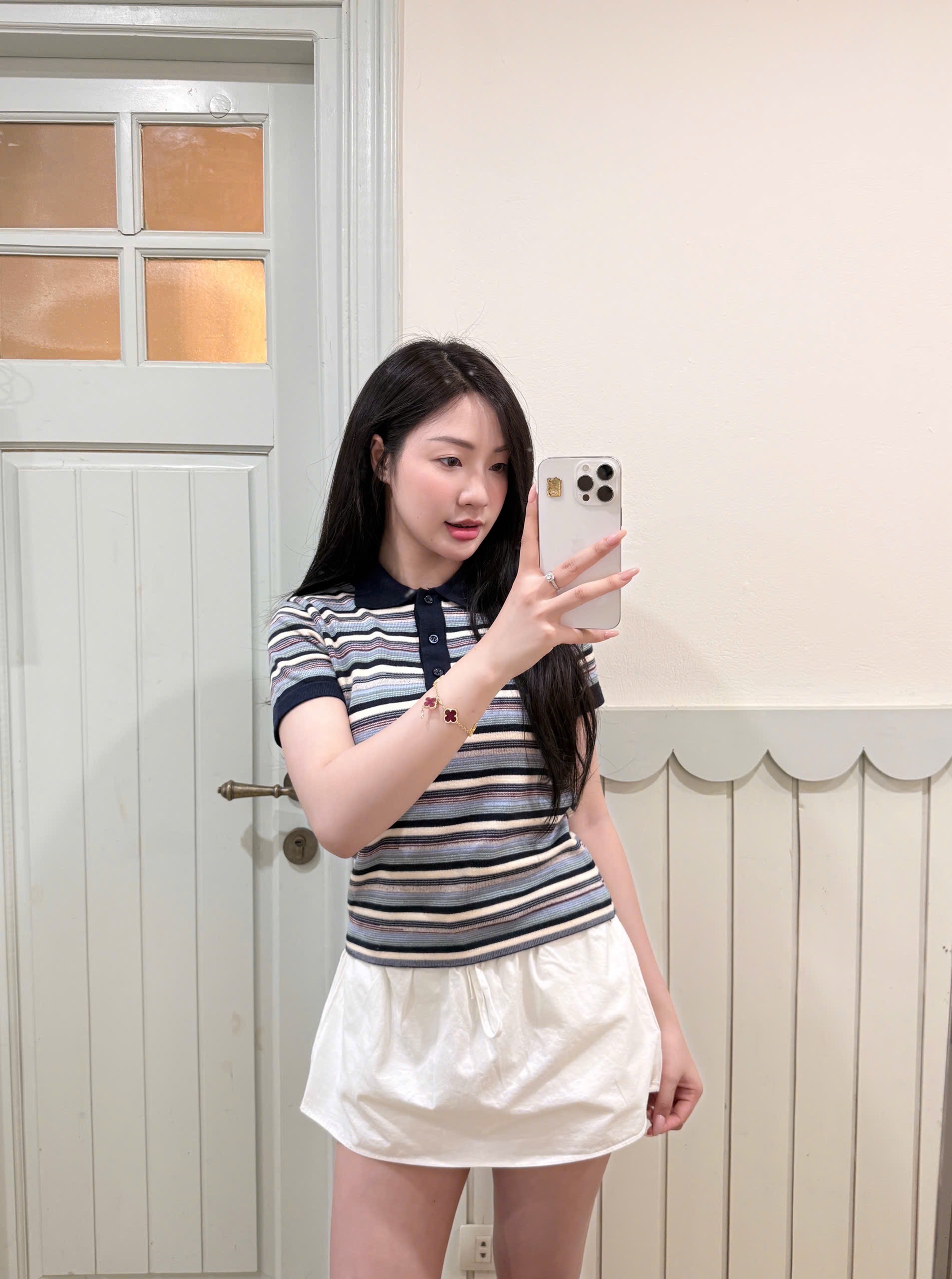 ÁO LEN POLO KẺ CỔ BẺ CÚC NGỰC