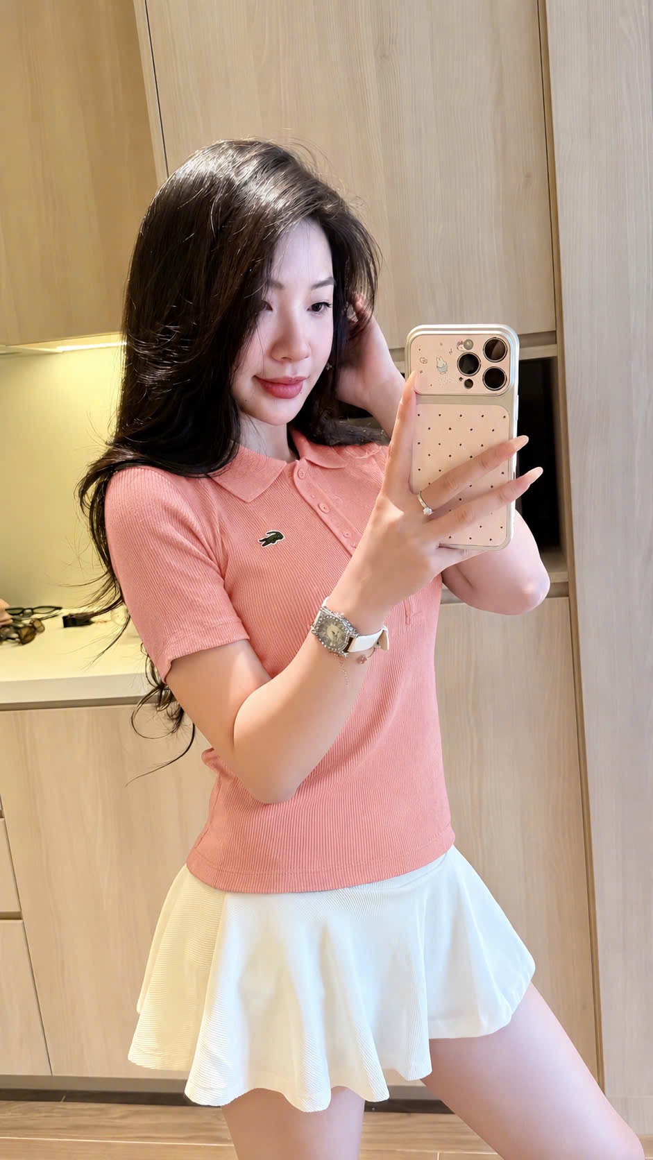 ÁO LEN TĂM POLO CAM CỔ BẺ CHO NỮ