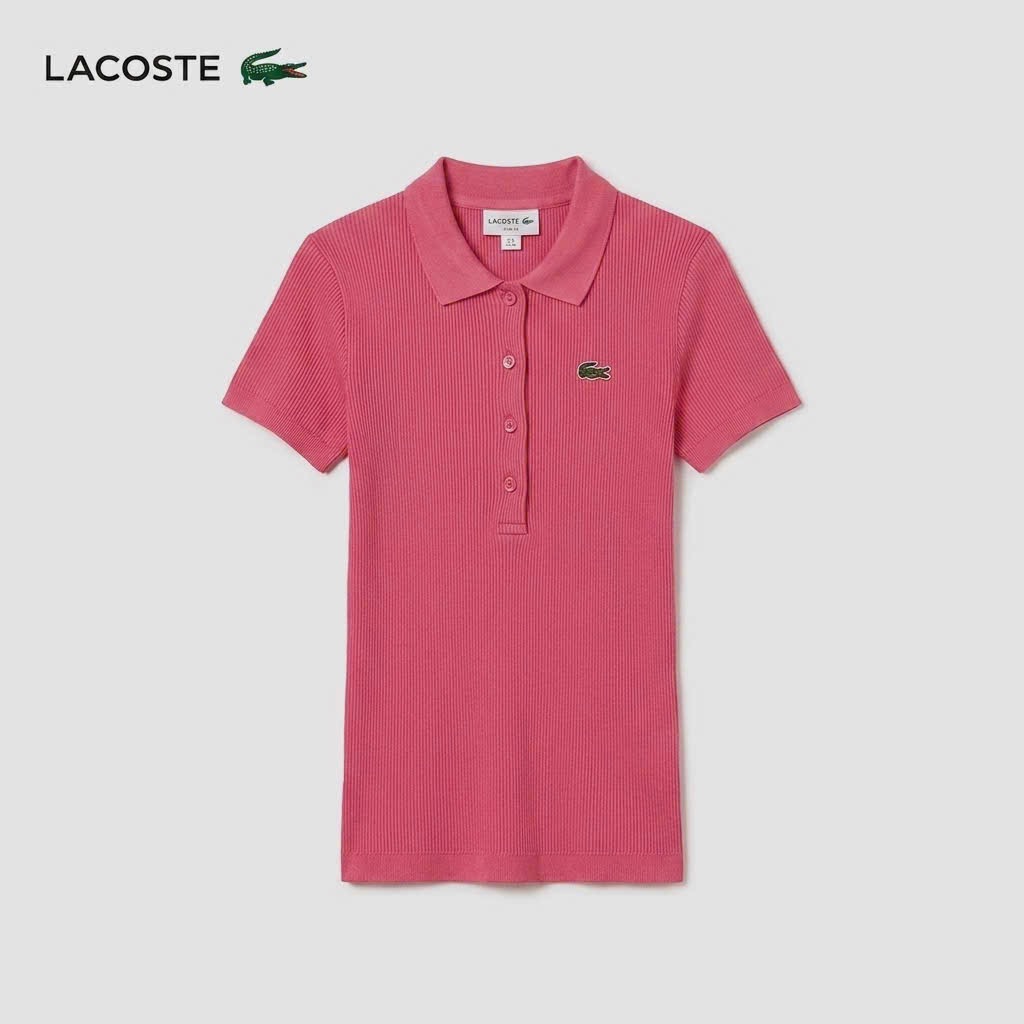 ÁO LEN TĂM POLO HỒNG ĐẬM CỔ BẺ CHO NỮ